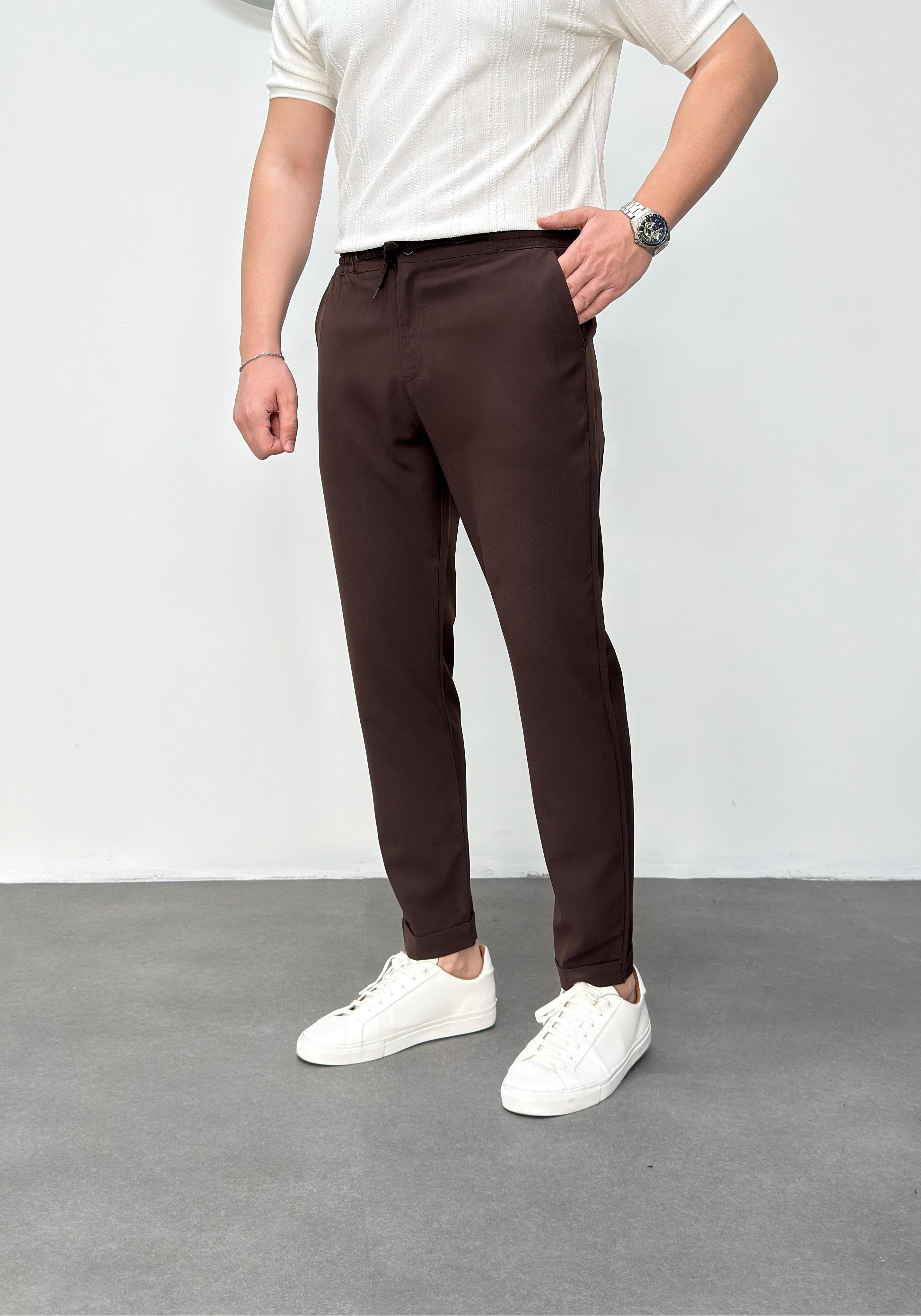 Kahve Duble Paça Jogger Pantolon 