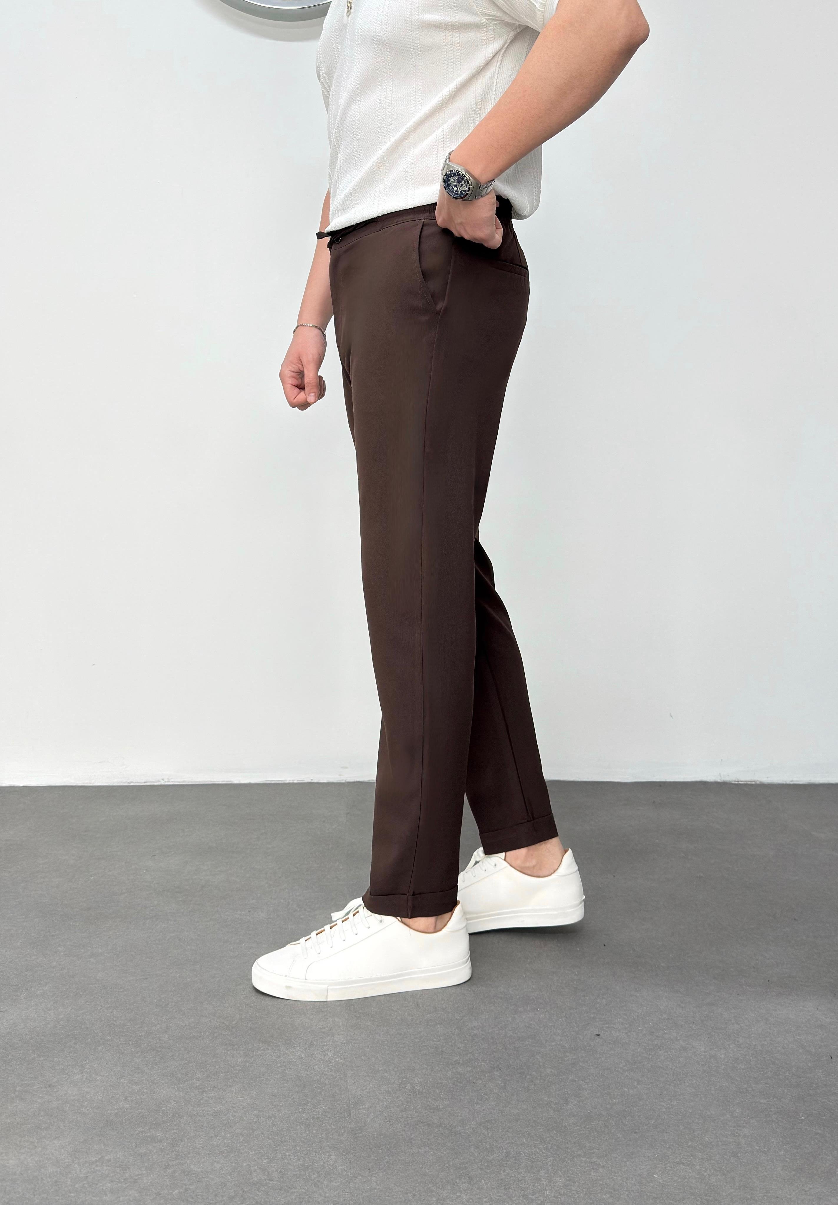 Kahve Duble Paça Jogger Pantolon 