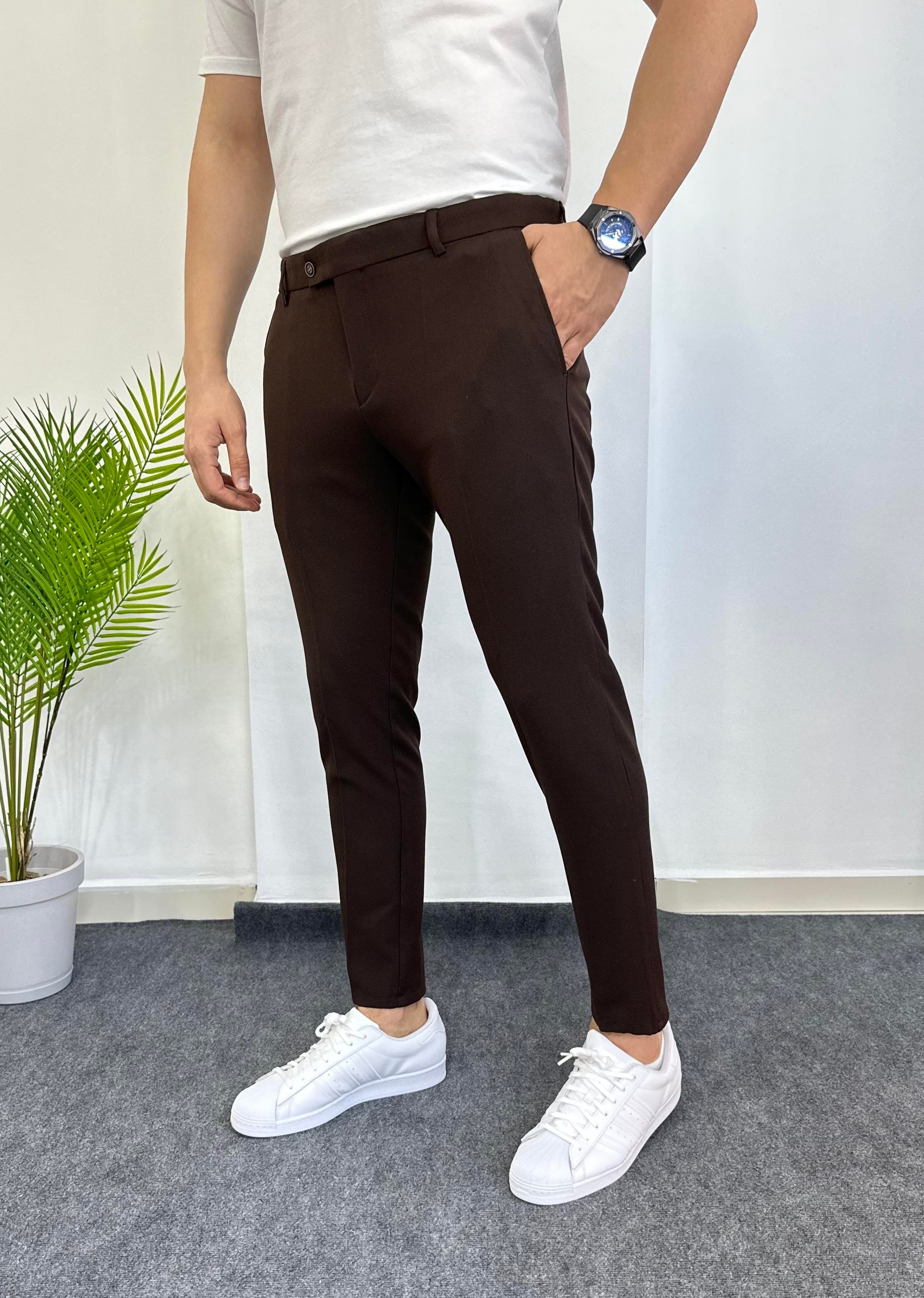 Kahve Likralı Kumaş Pantolon 