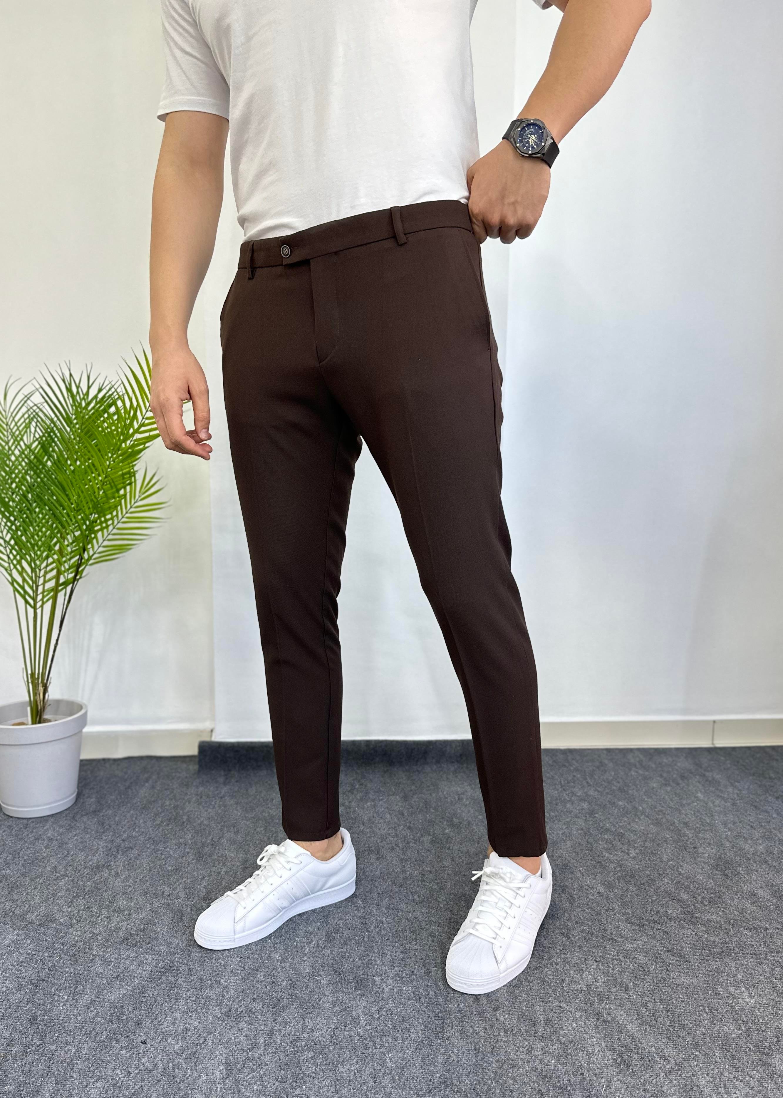 Kahve Likralı Kumaş Pantolon 