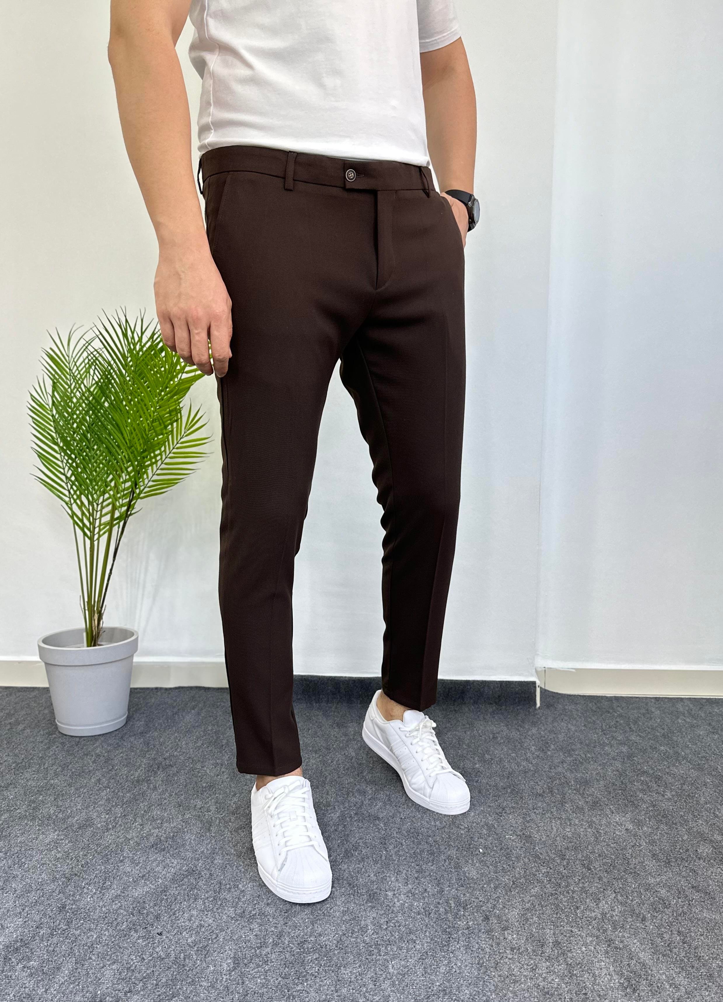 Kahve Likralı Kumaş Pantolon 