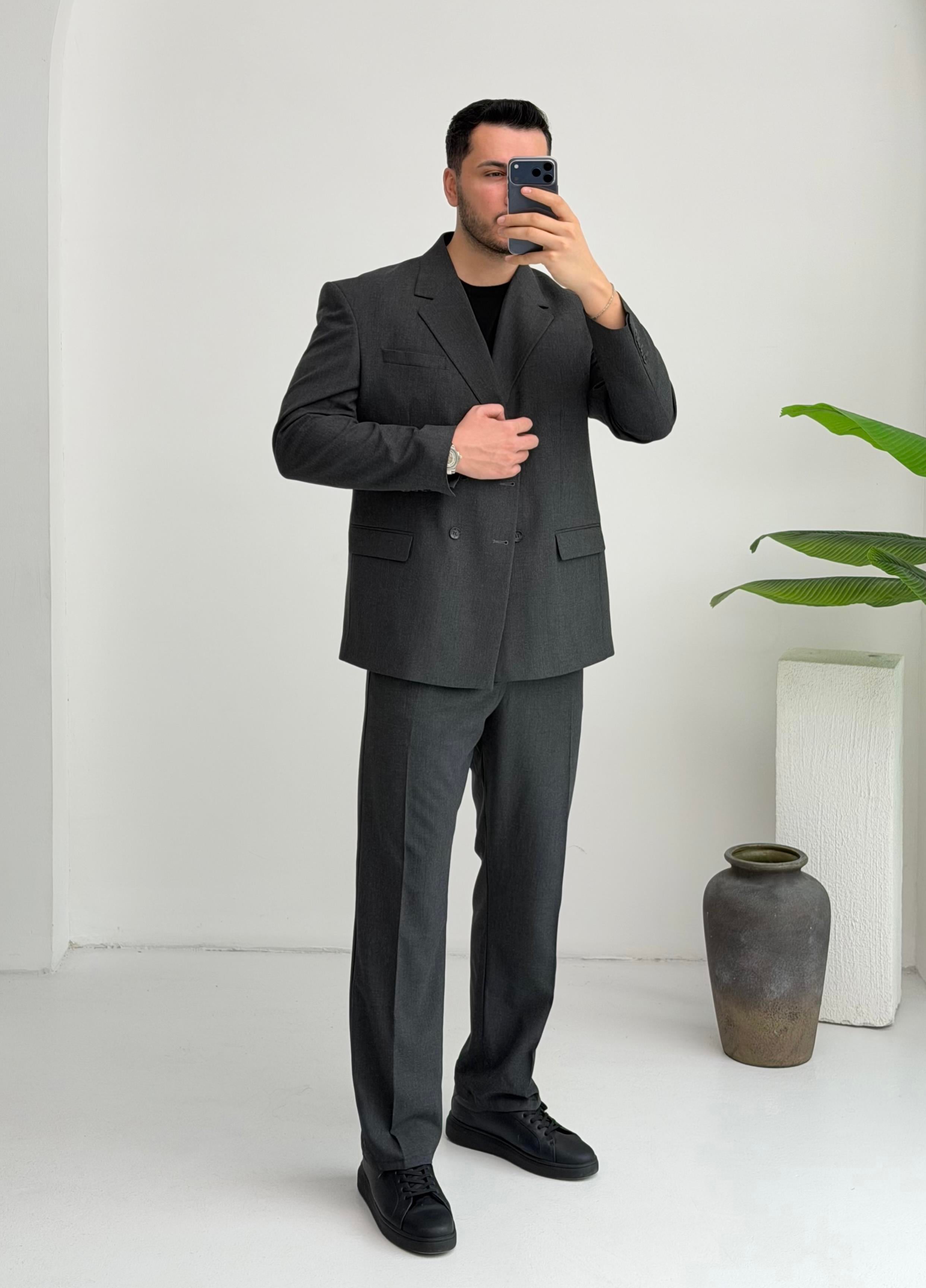 Kruvaze Antrasit Oversize Takım
