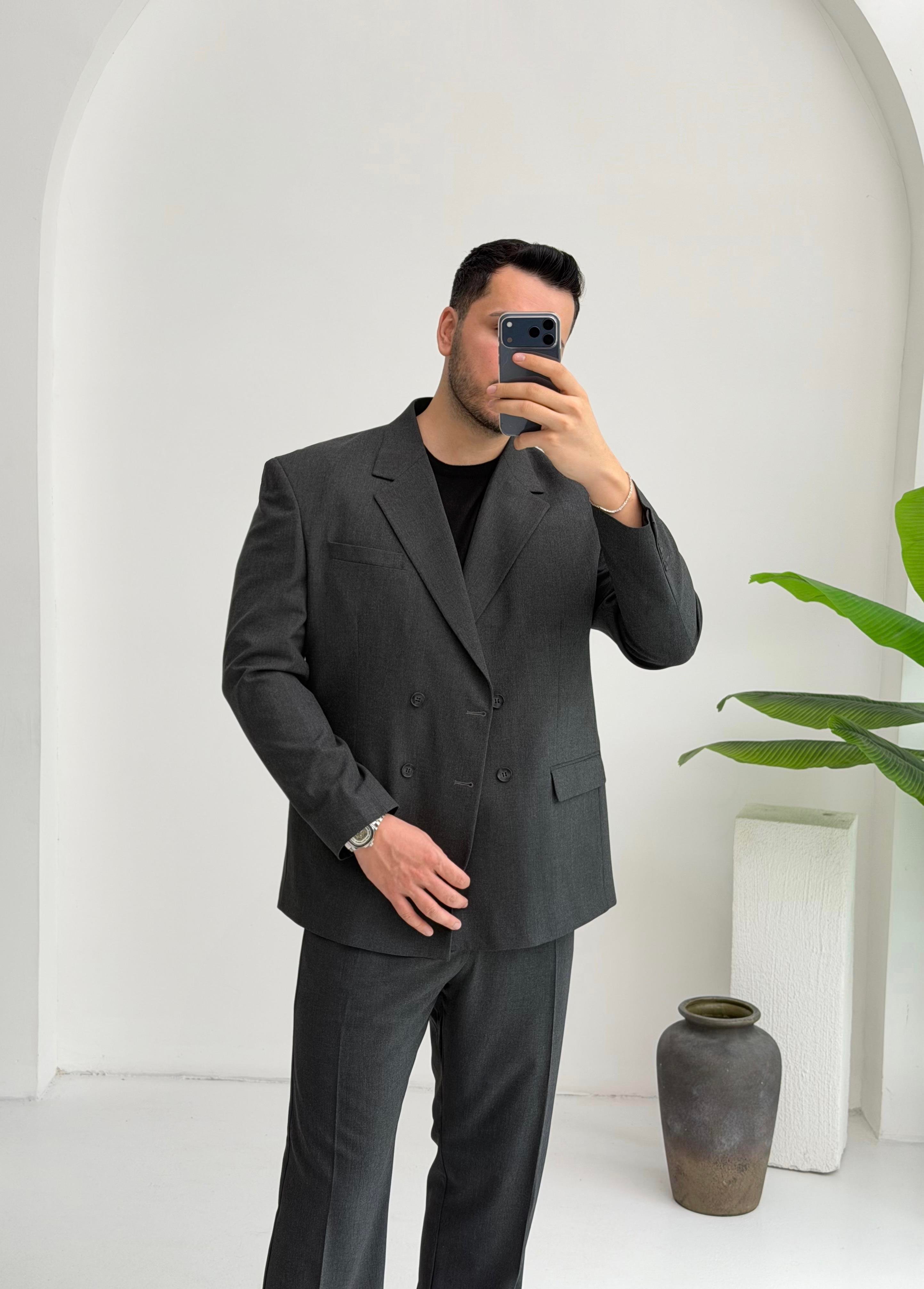 Kruvaze Antrasit Oversize Takım