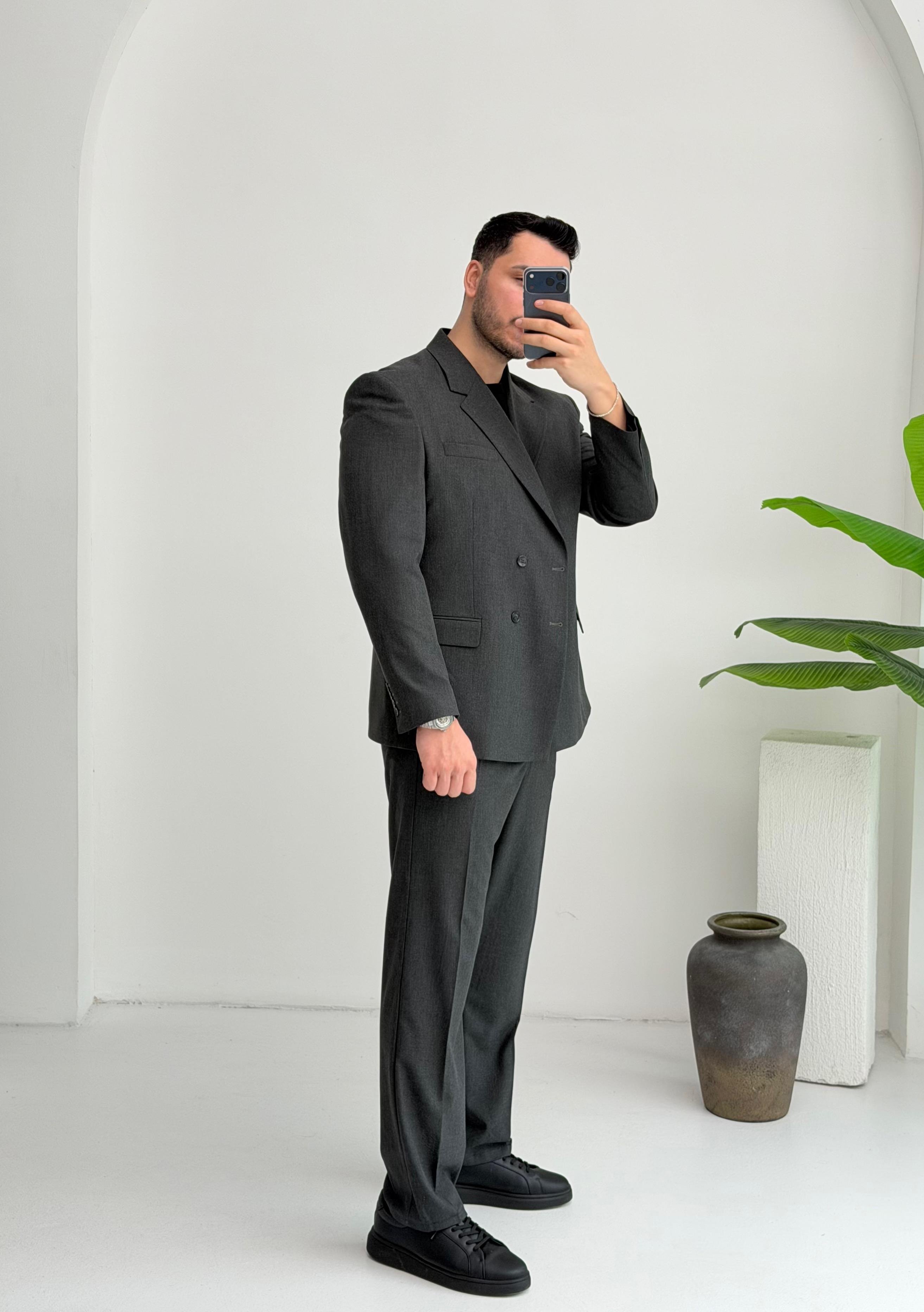 Kruvaze Antrasit Oversize Takım