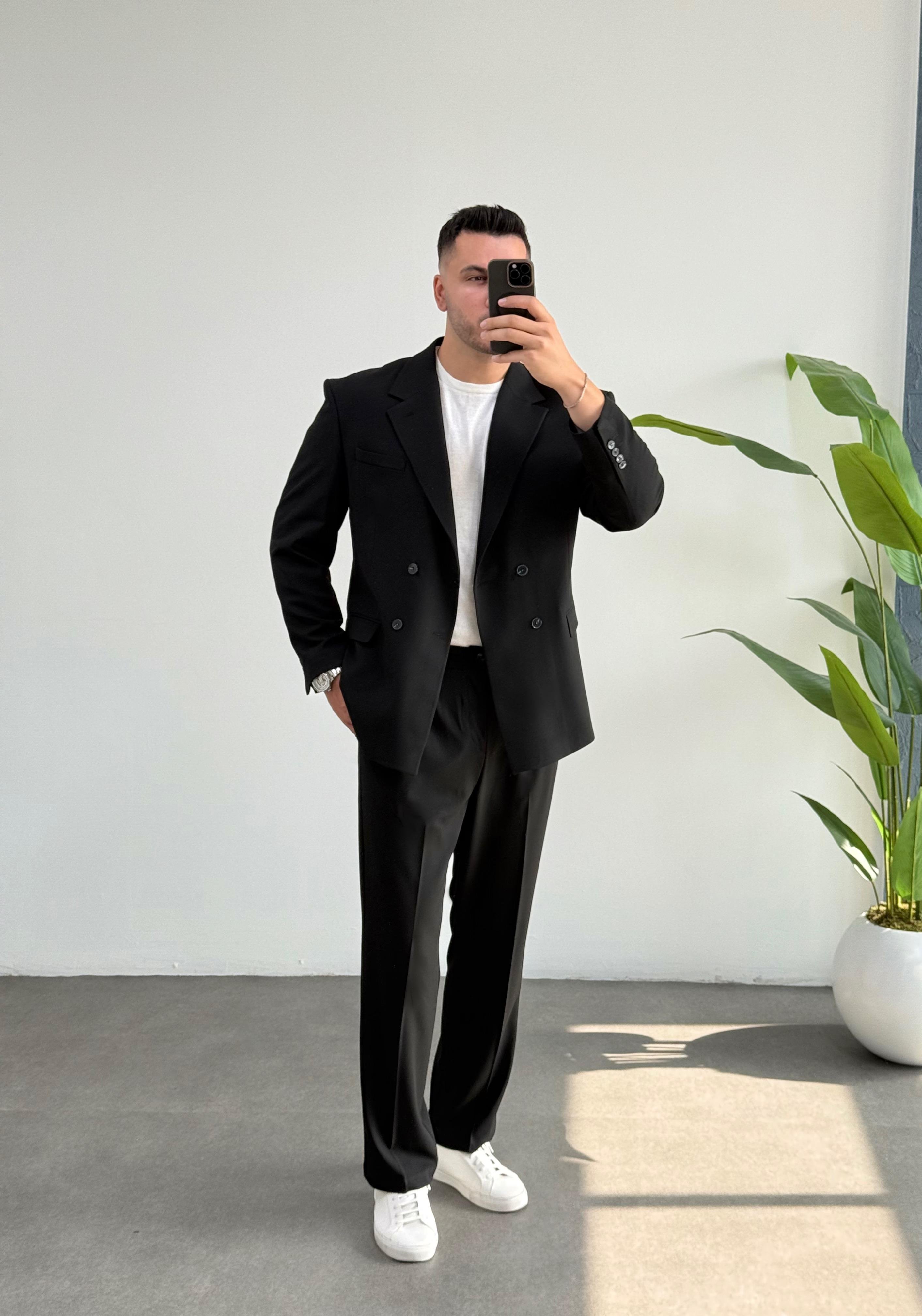 Kruvaze Siyah Oversize Takım