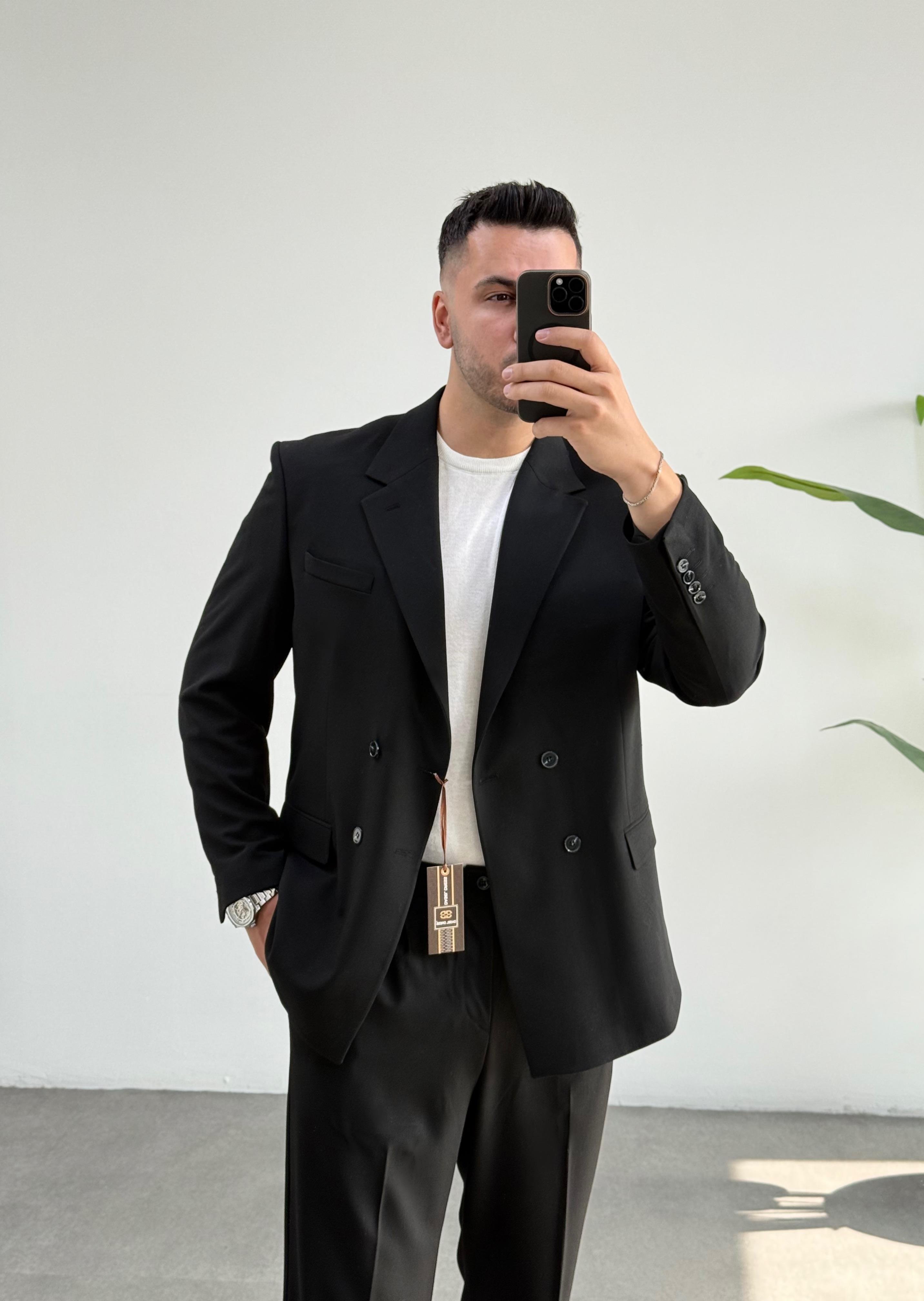 Kruvaze Siyah Oversize Takım