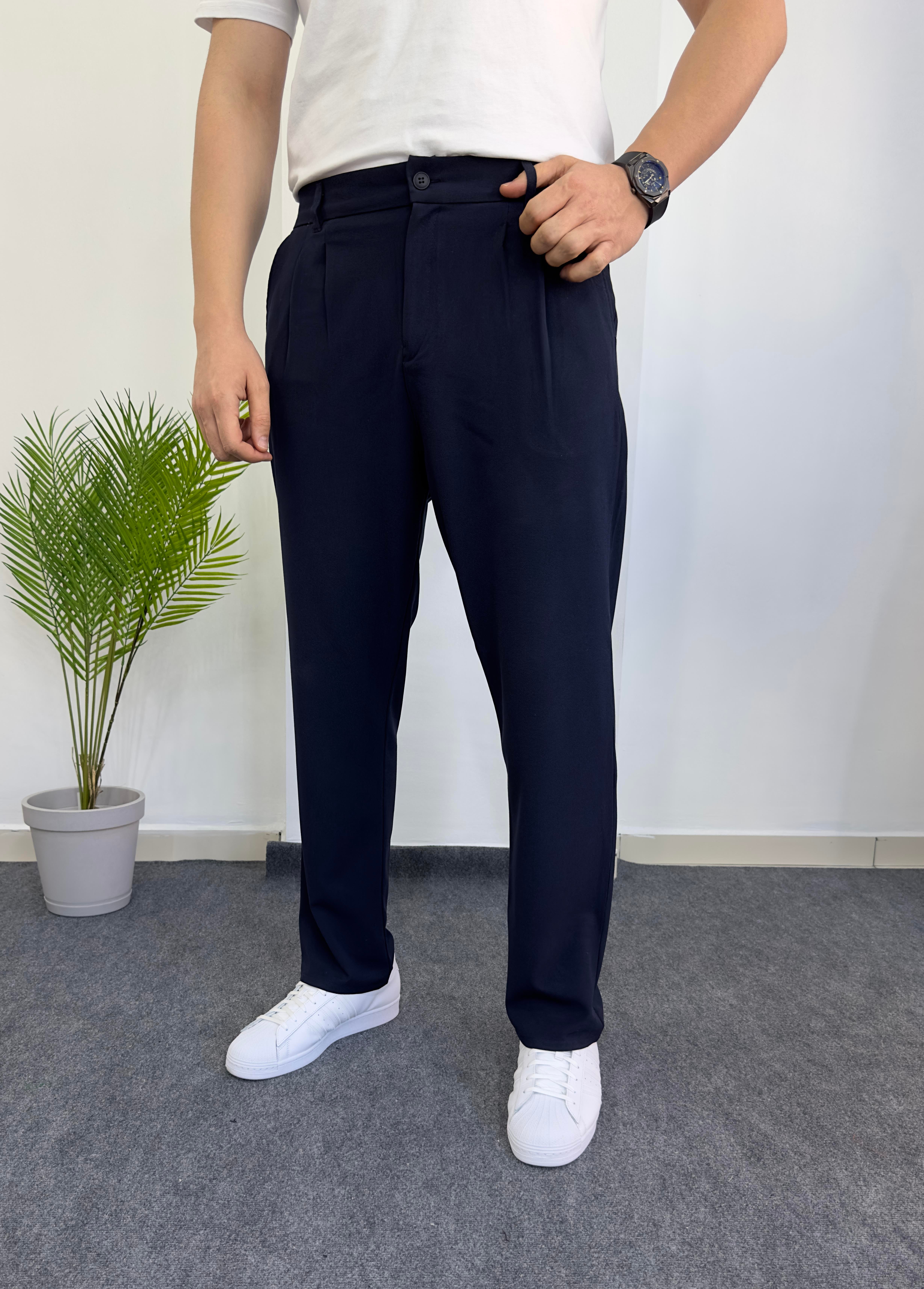 Lacivert Baggy Kumaş Pantolon 