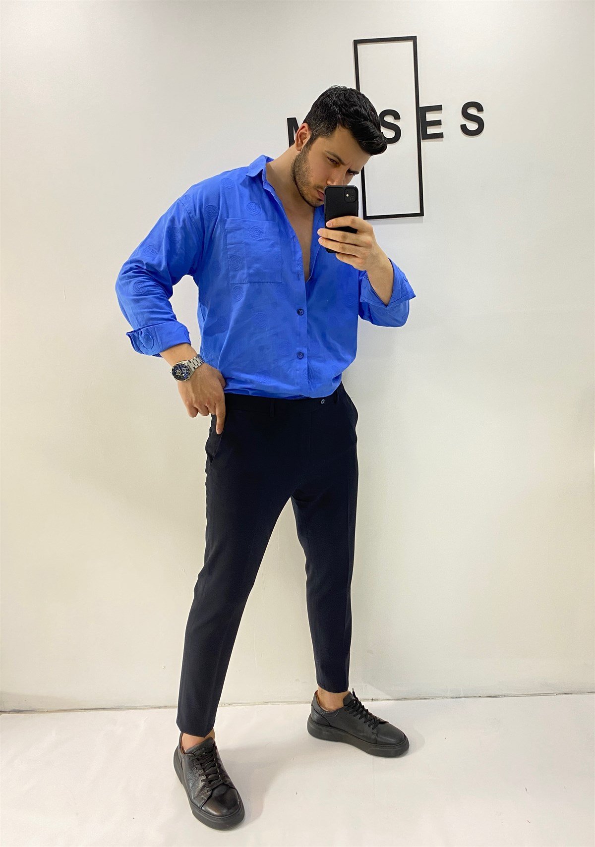Lacivert Likralı Pantolon