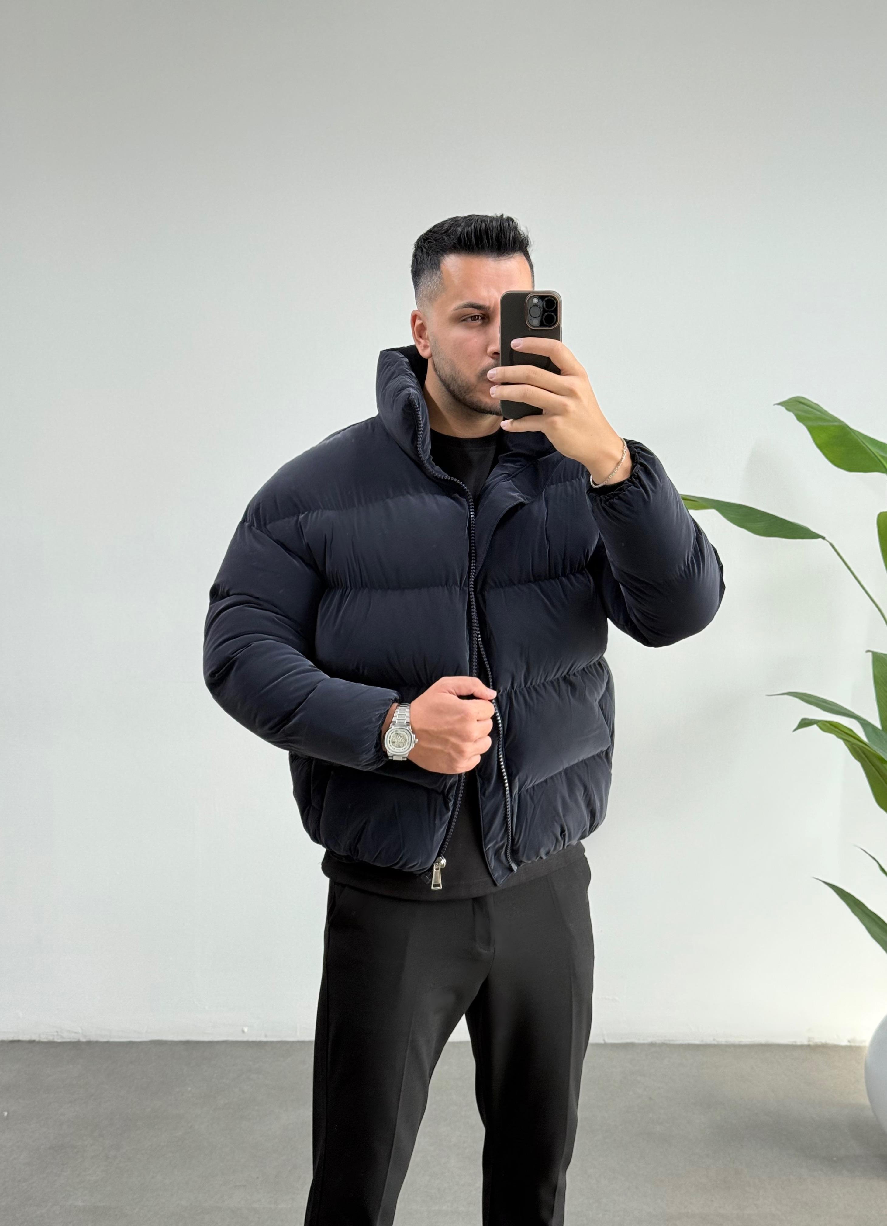 Lacivert Yün Dolum Şişme Mont