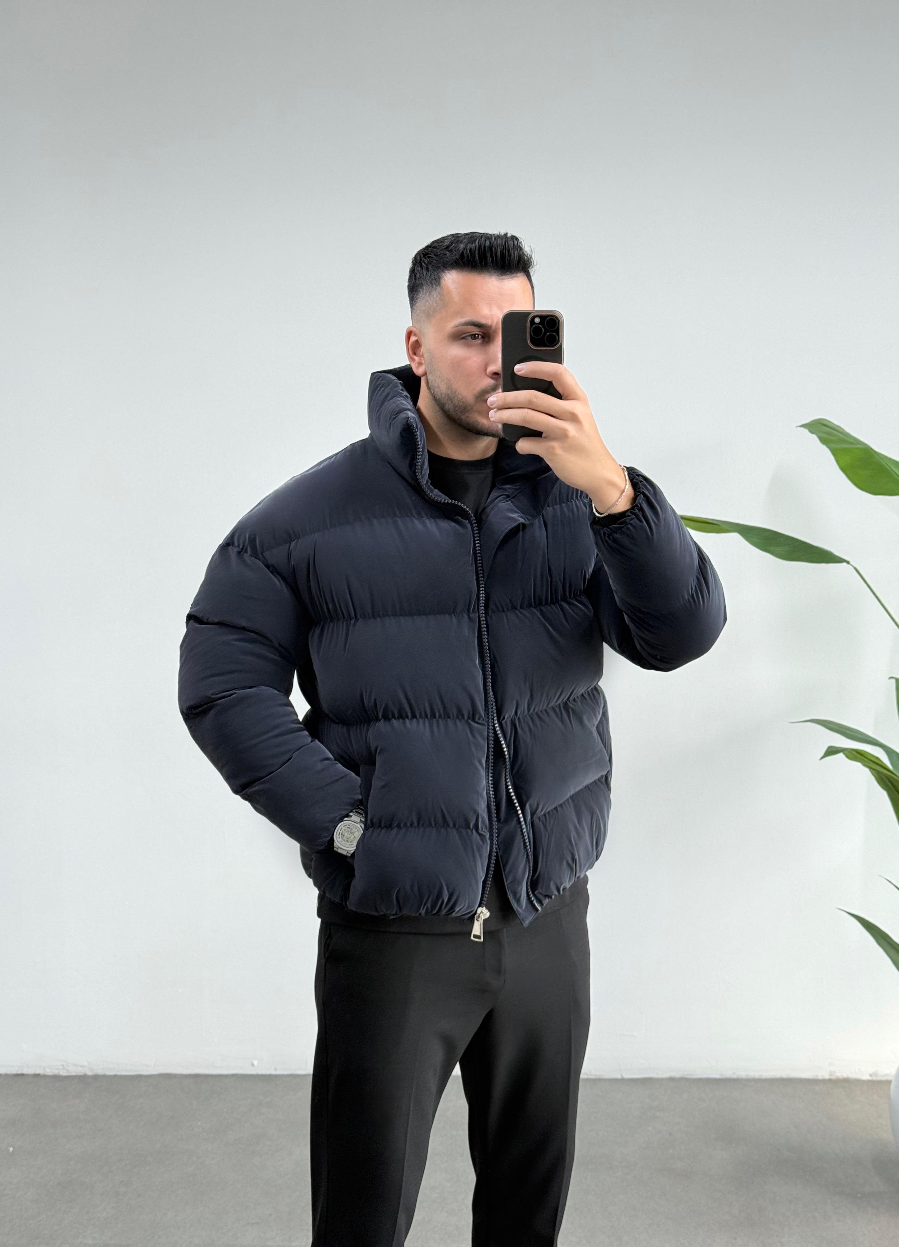 Lacivert Yün Dolum Şişme Mont