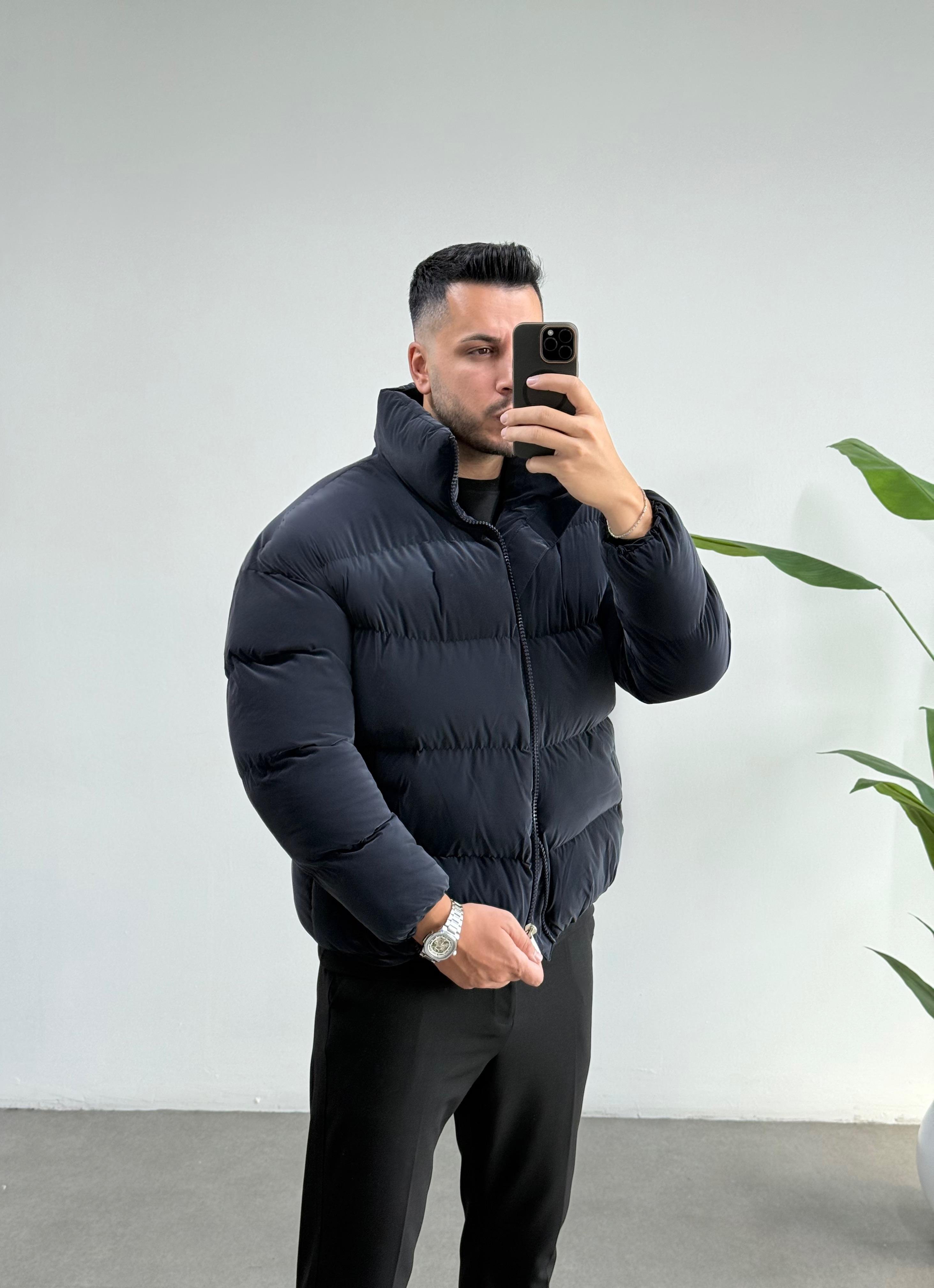 Lacivert Yün Dolum Şişme Mont