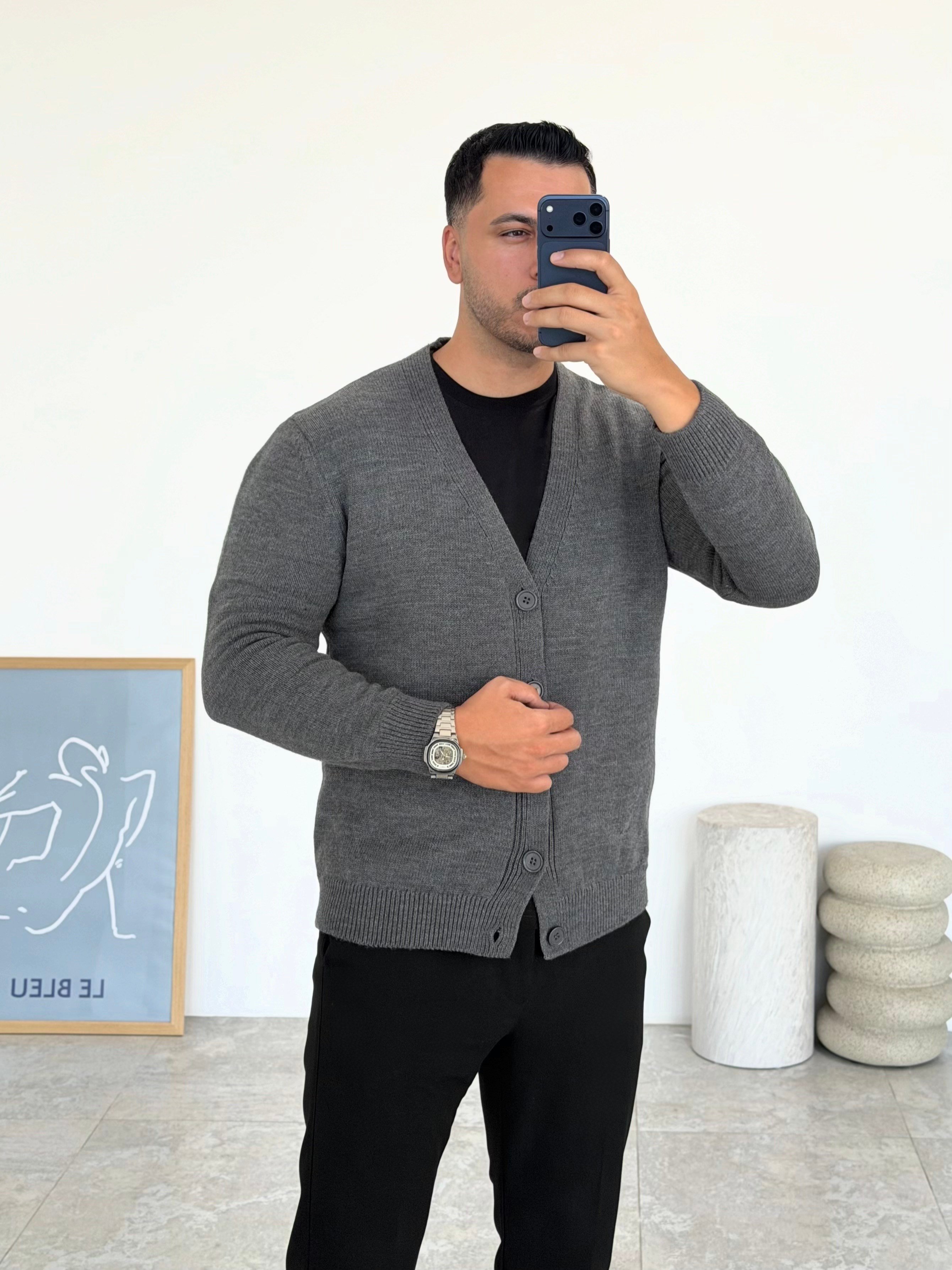Lorenzo Antrasit Düğmeli Hırka