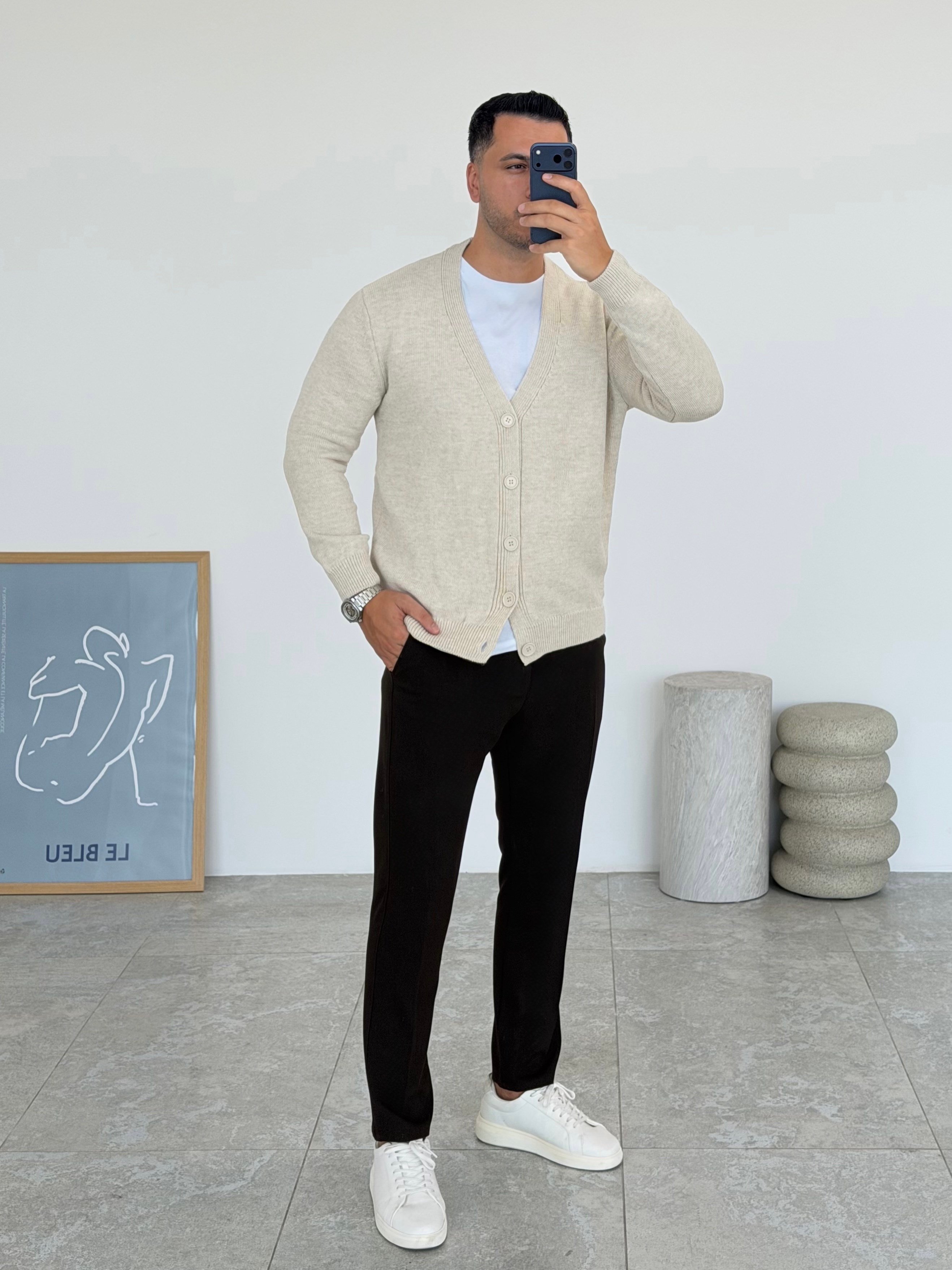 Lorenzo Bej Düğmeli Hırka