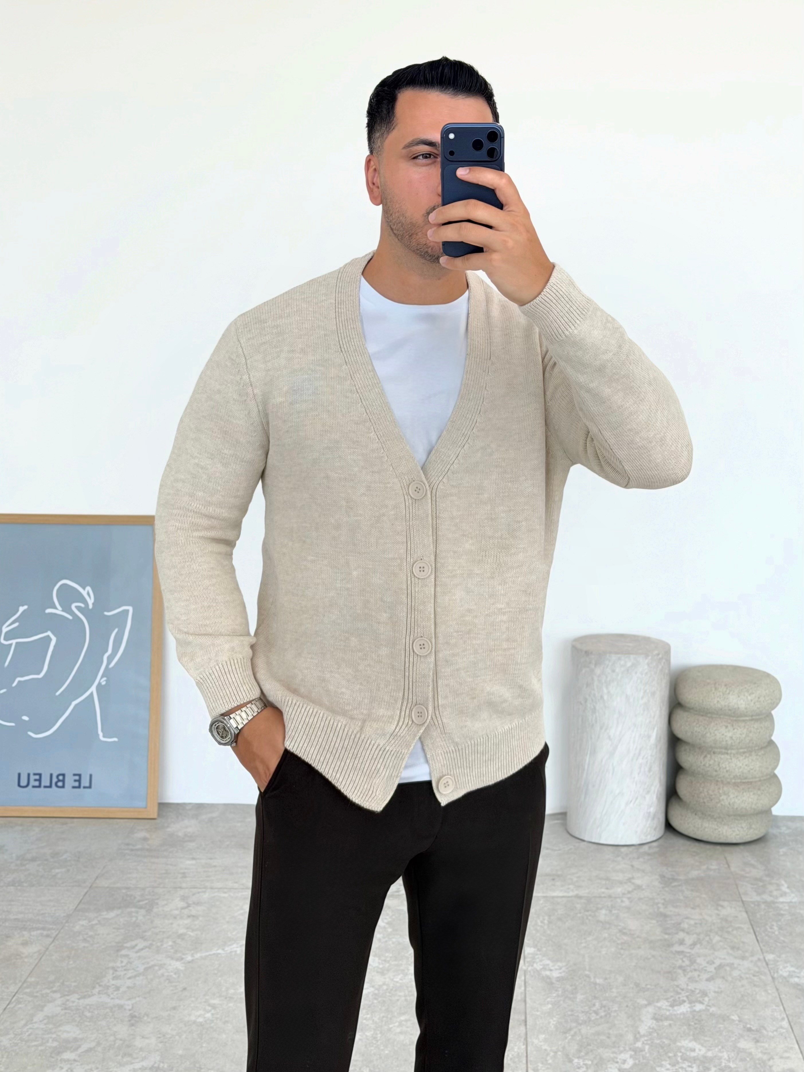 Lorenzo Bej Düğmeli Hırka