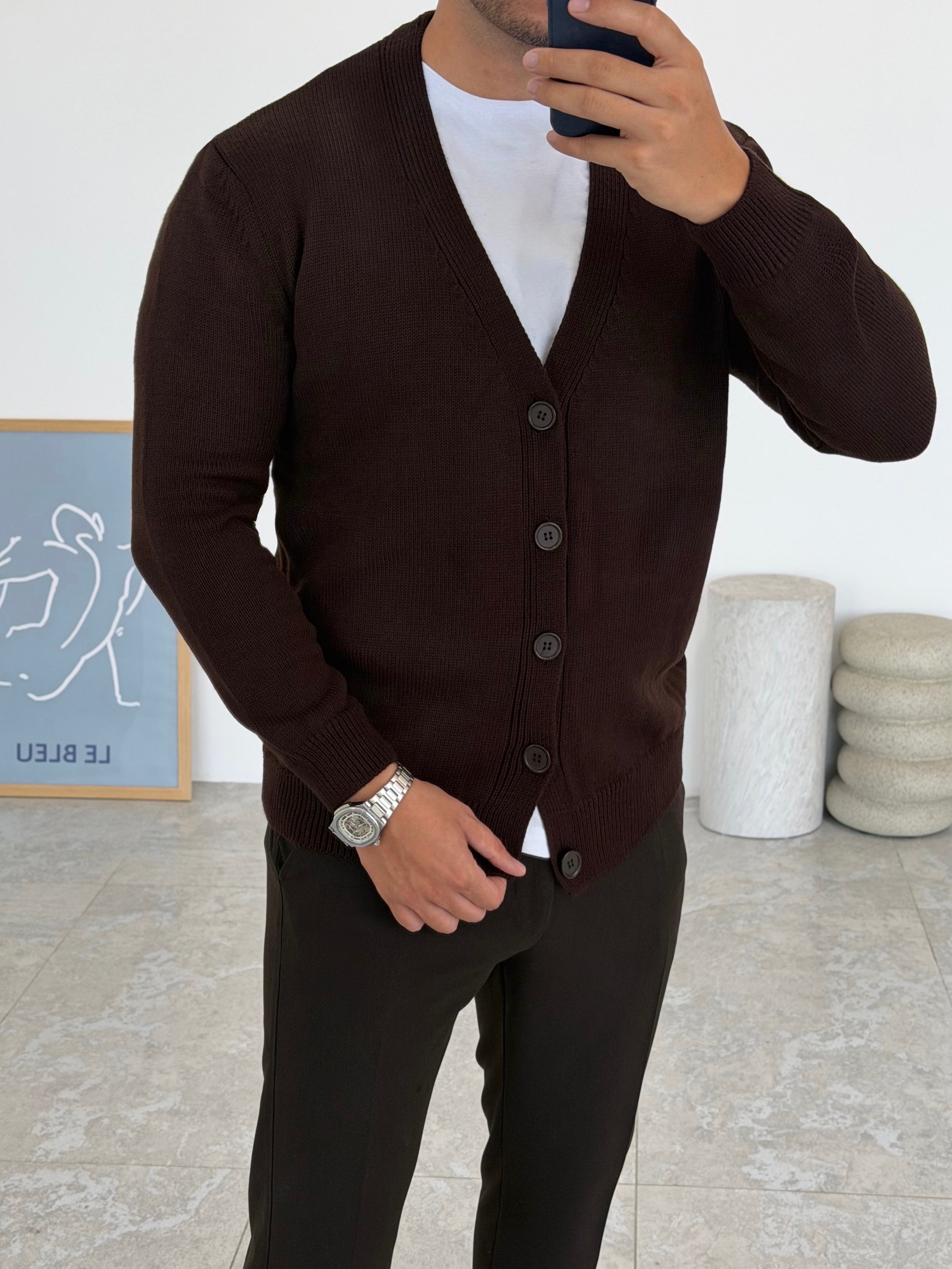 Lorenzo Kahve Düğmeli Hırka