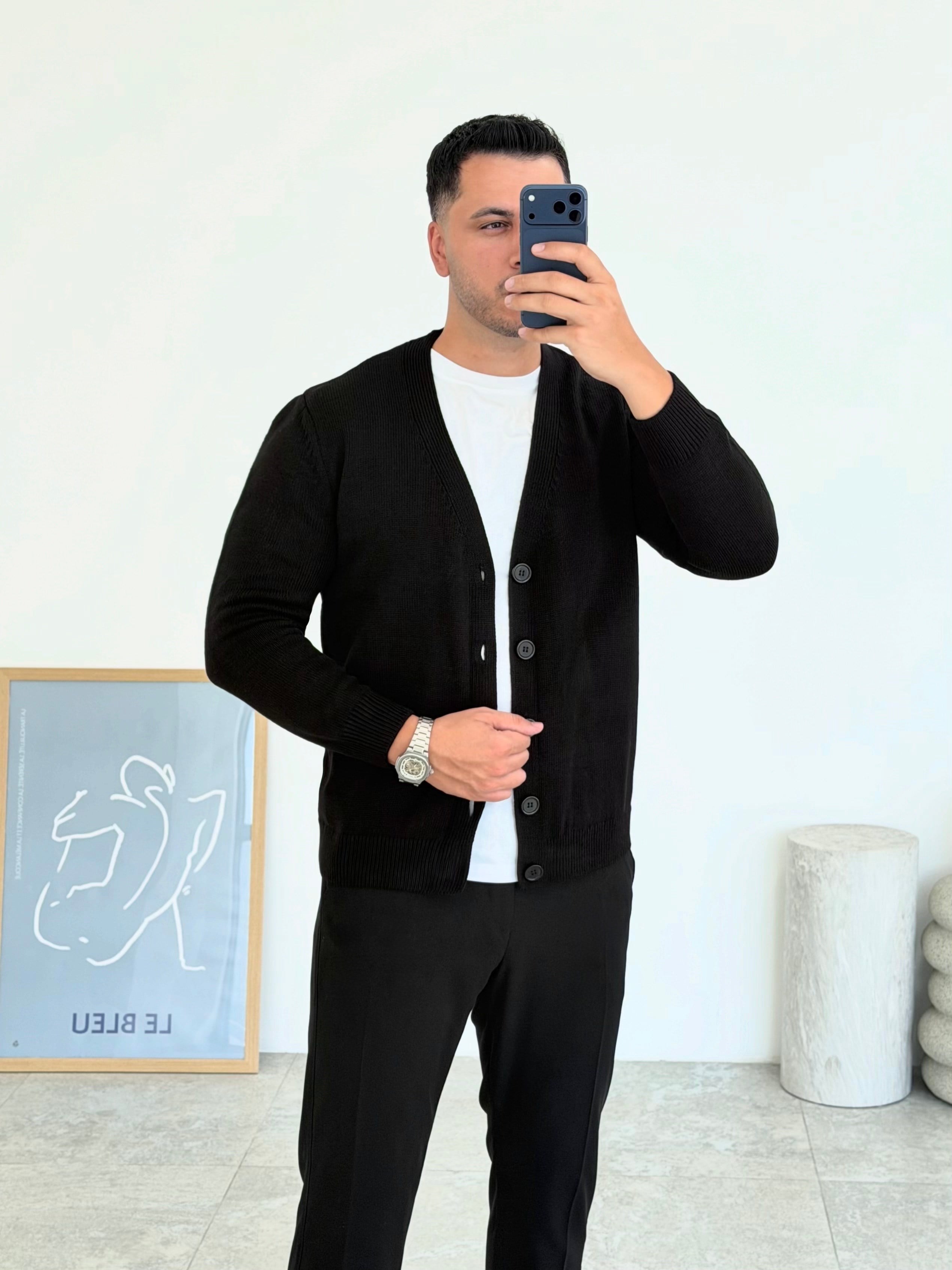 Lorenzo Siyah Düğmeli Hırka