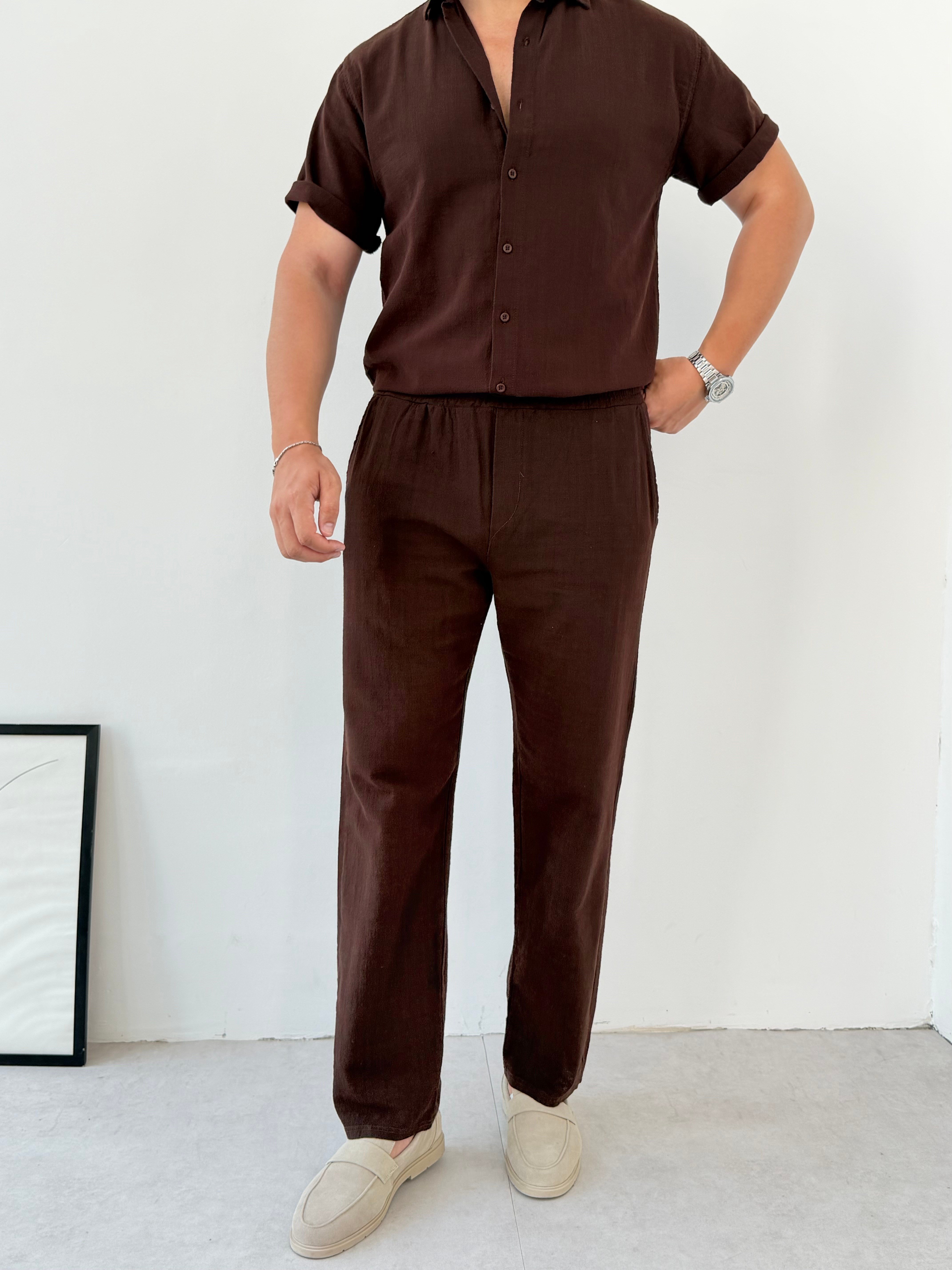 Luxry Kahve Keten Pantolon