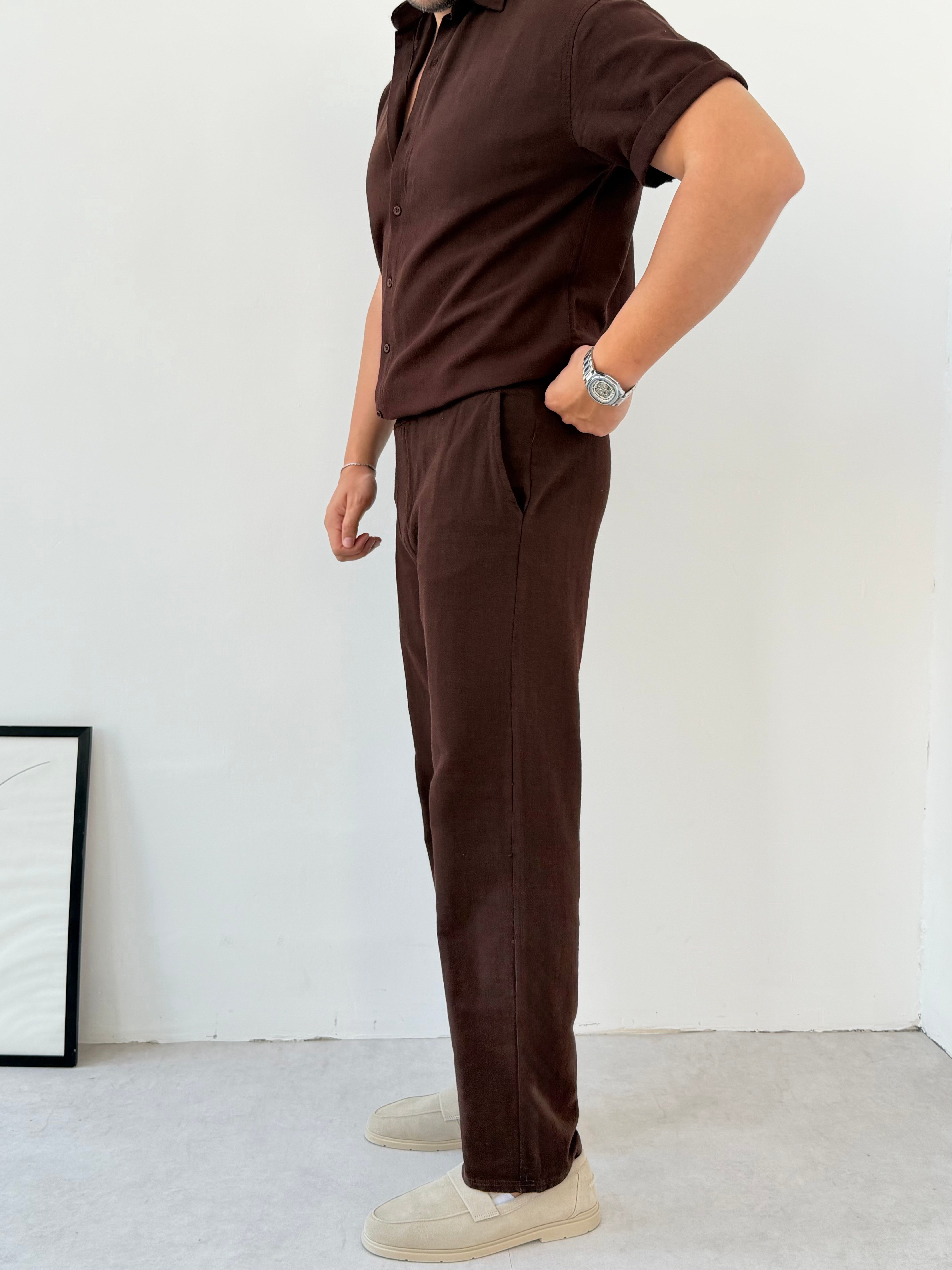 Luxry Kahve Keten Pantolon