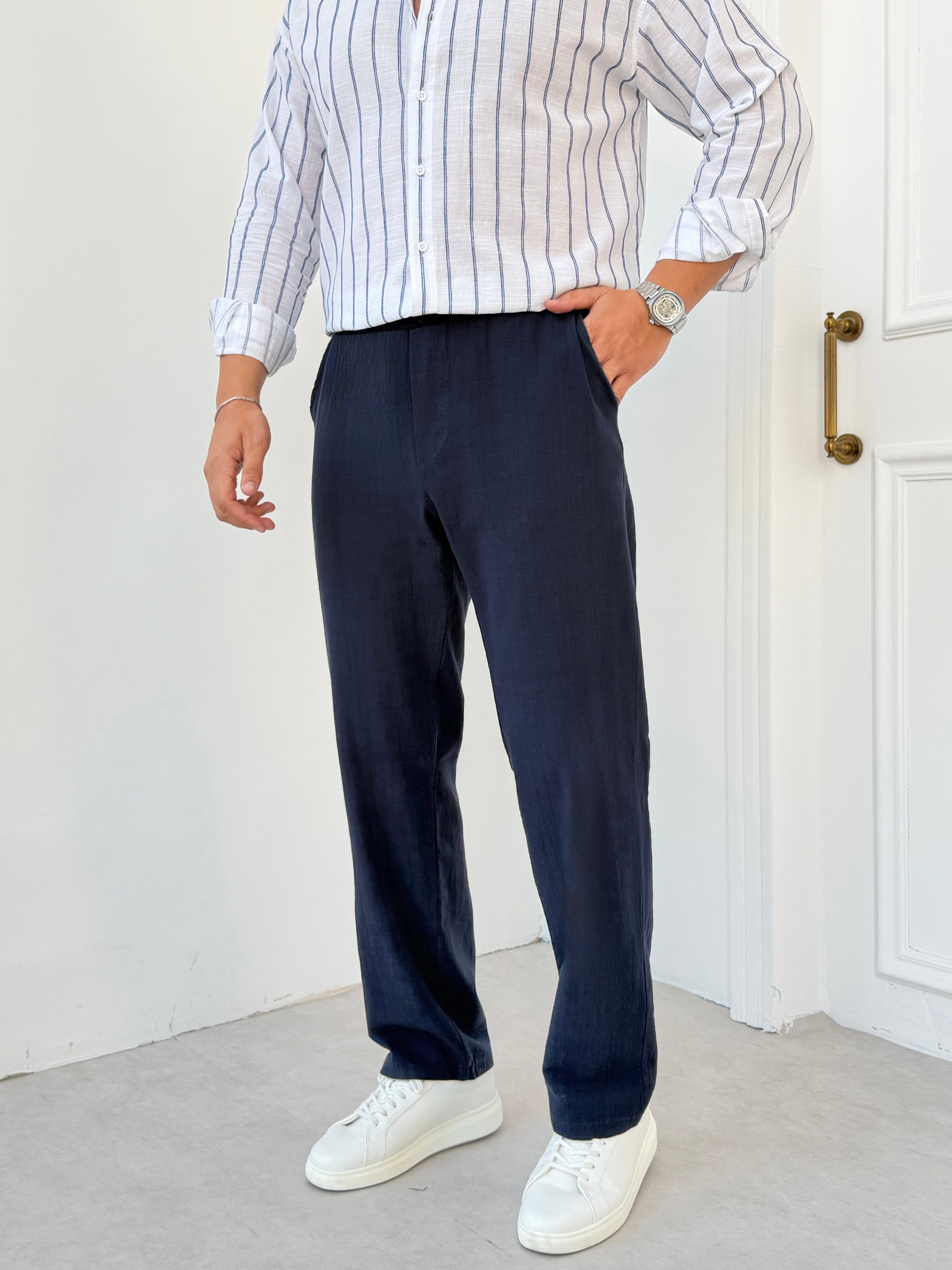 Luxry Lacivert Keten Pantolon