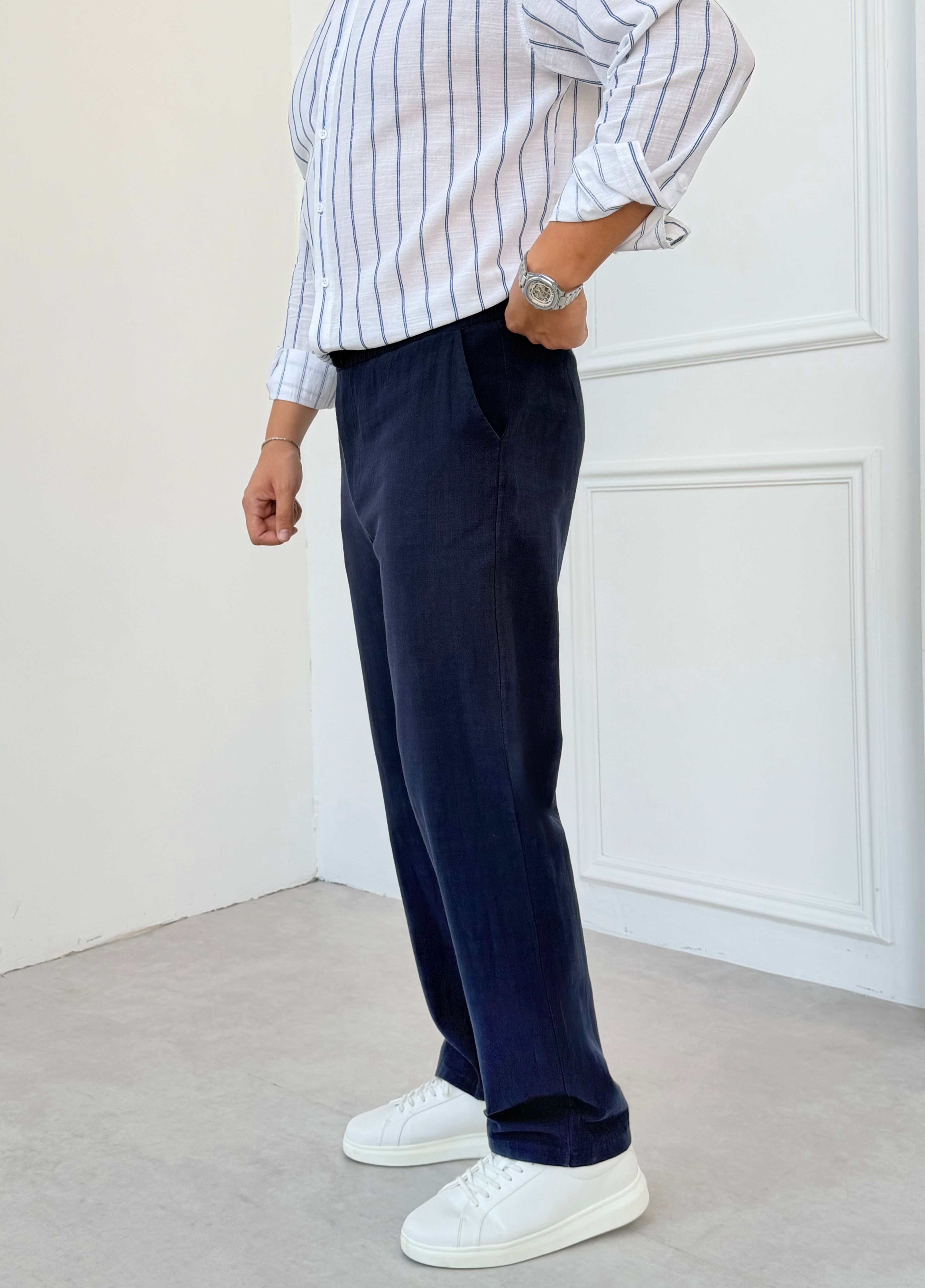 Luxry Lacivert Keten Pantolon