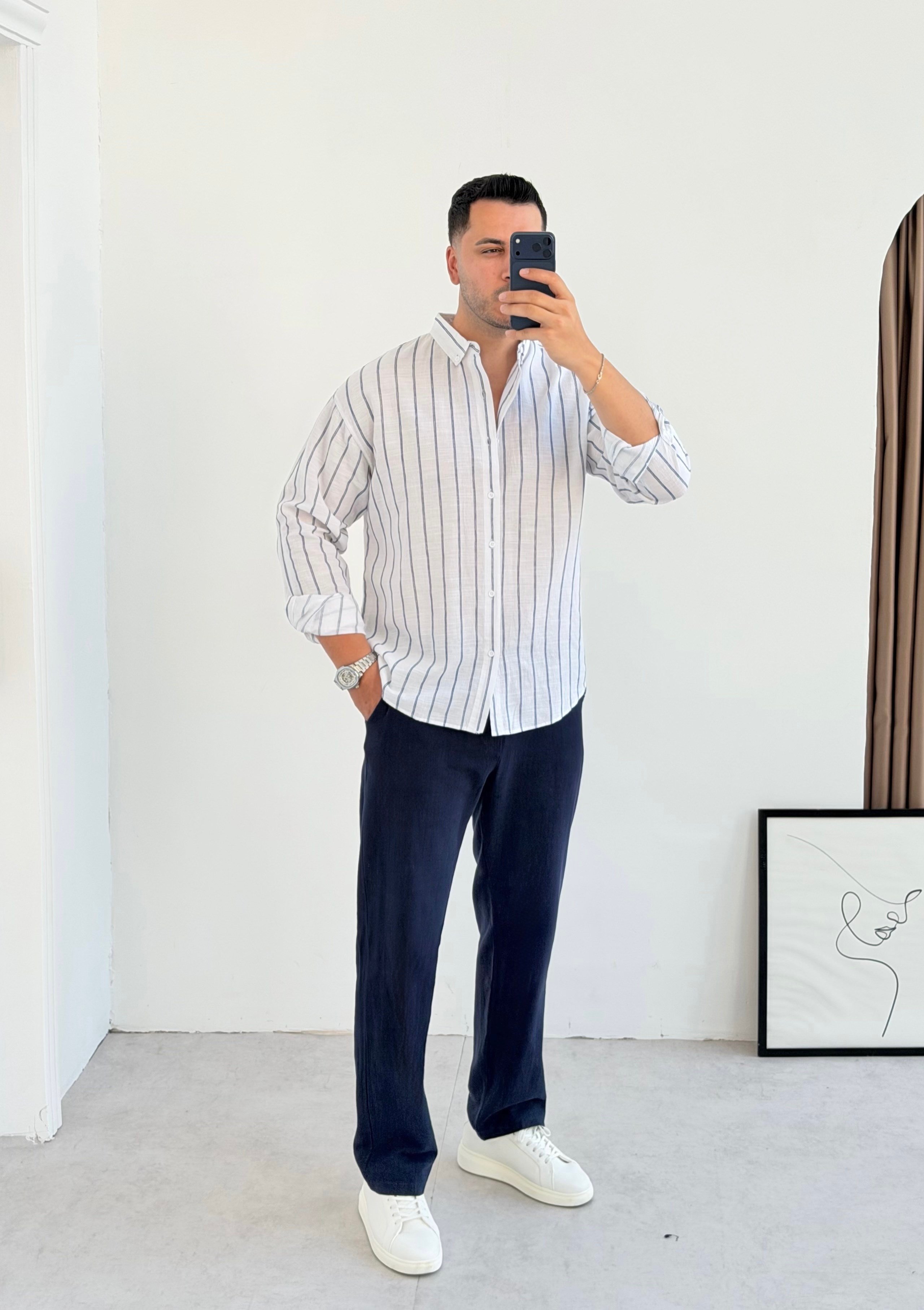Luxry Lacivert Keten Pantolon