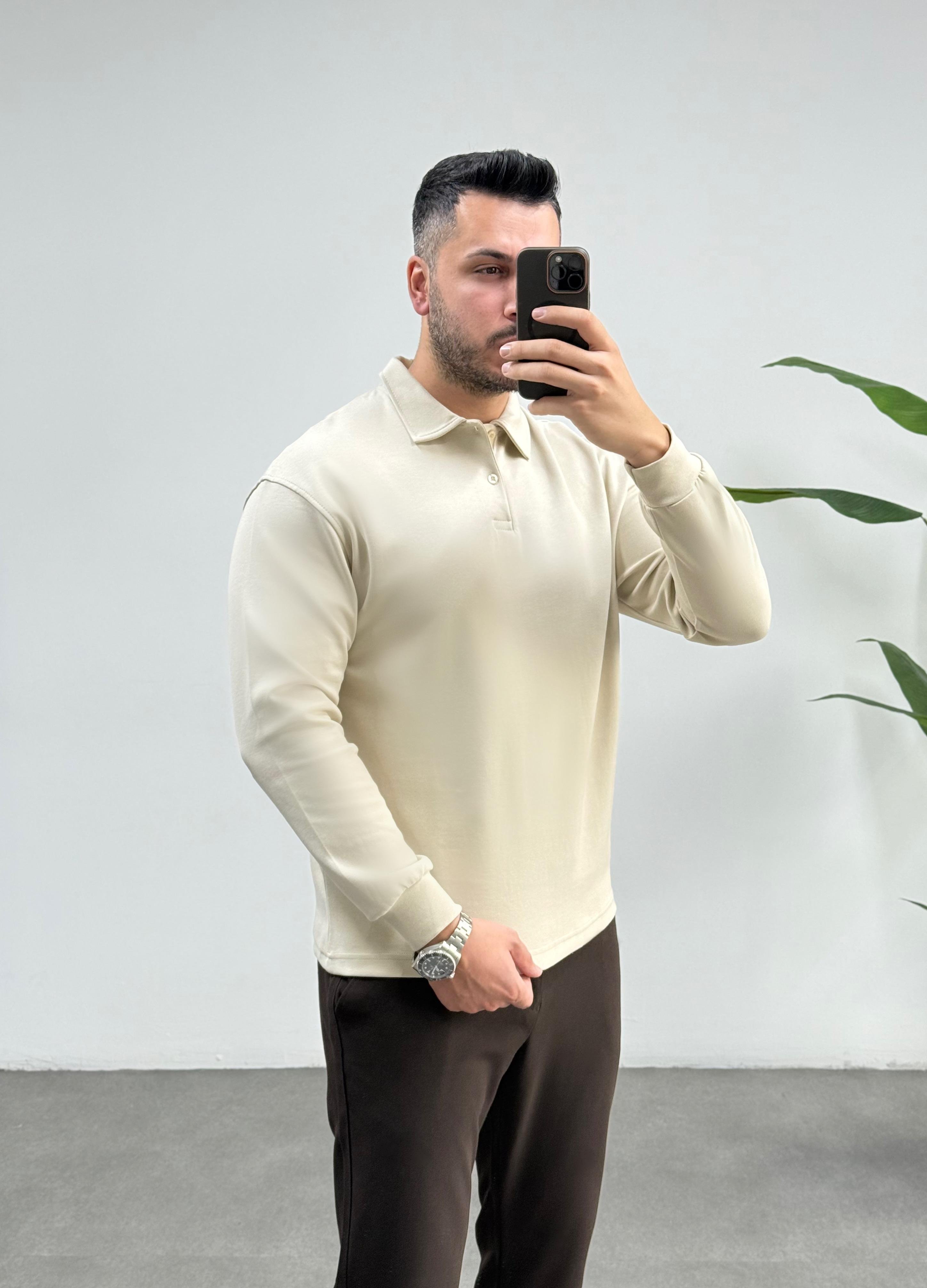 Merlin Polo Yaka Bej Sweat