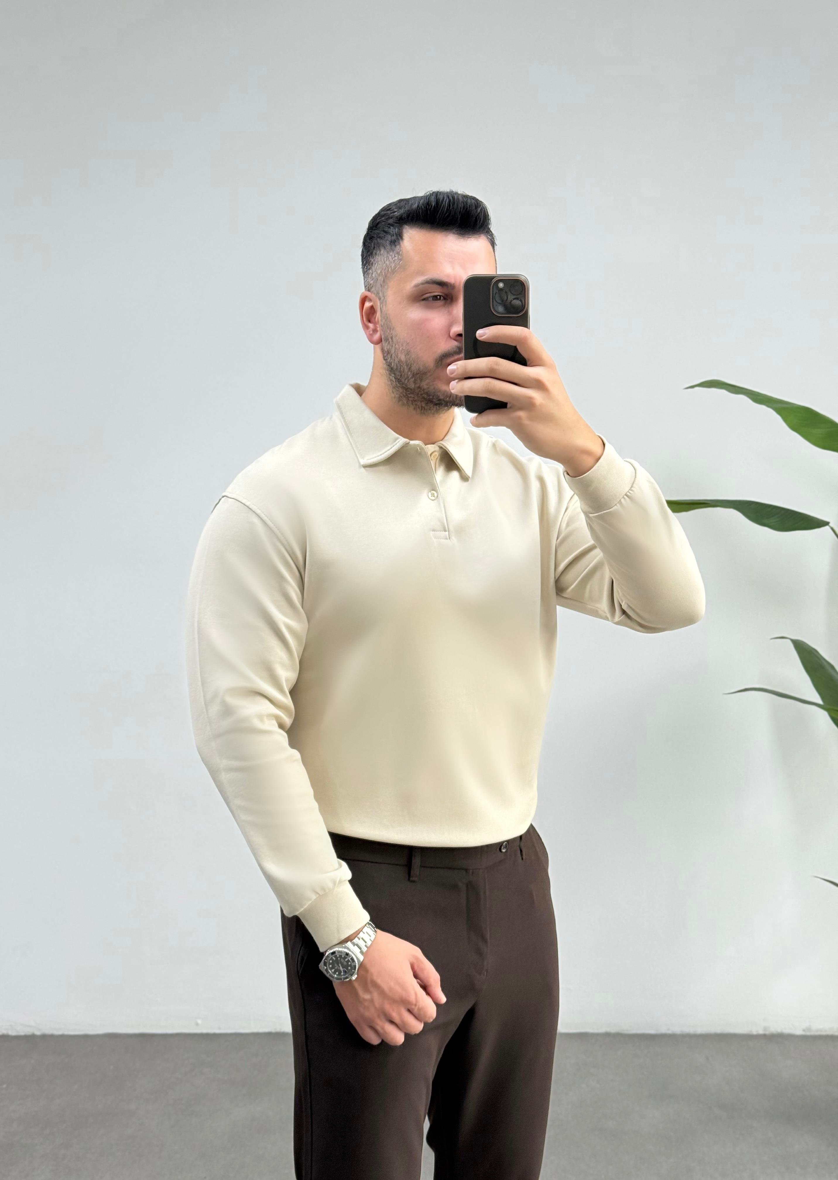 Merlin Polo Yaka Bej Sweat