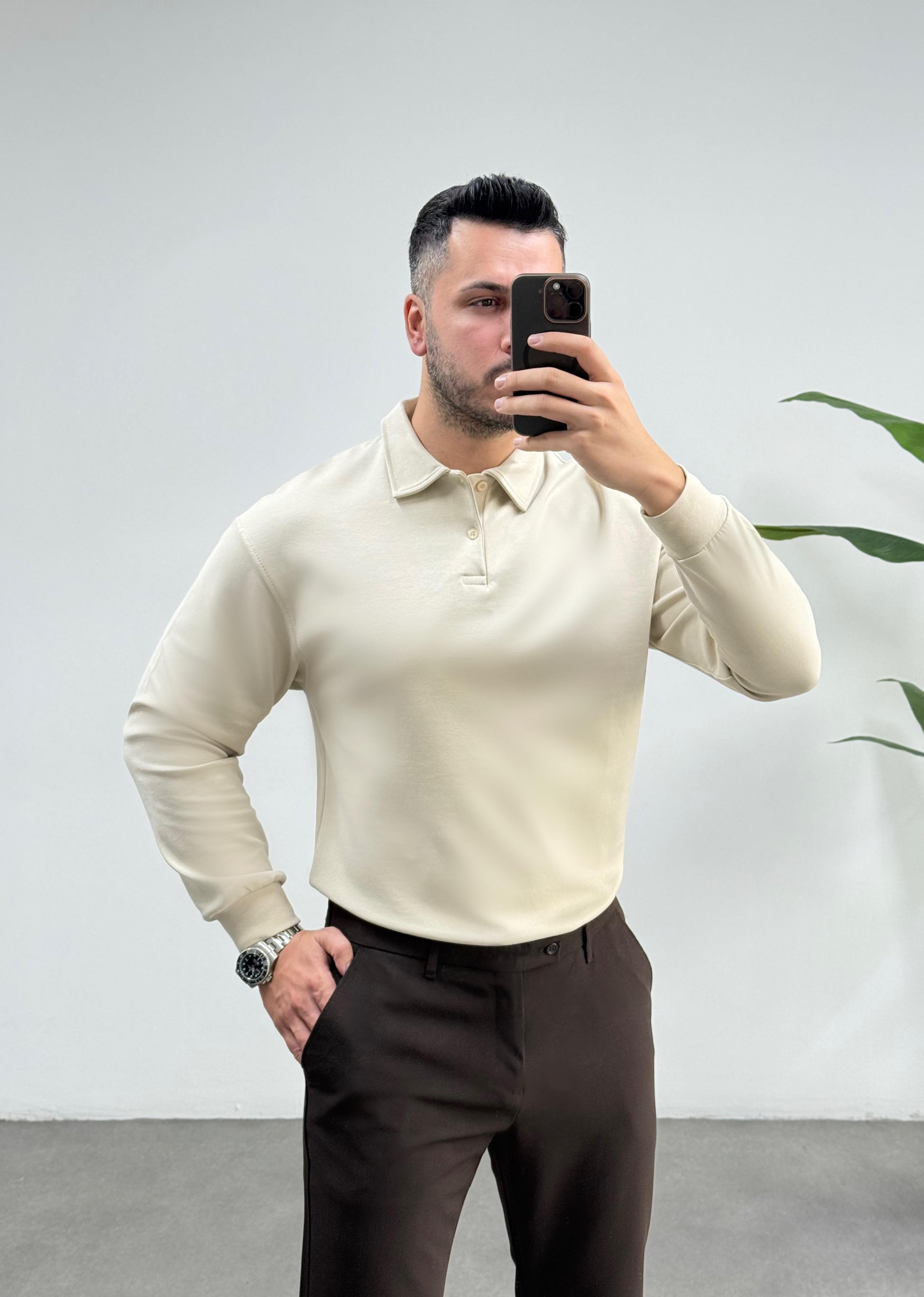 Merlin Polo Yaka Bej Sweat
