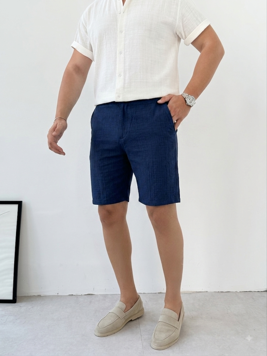 Modern Lacivert Keten Şort