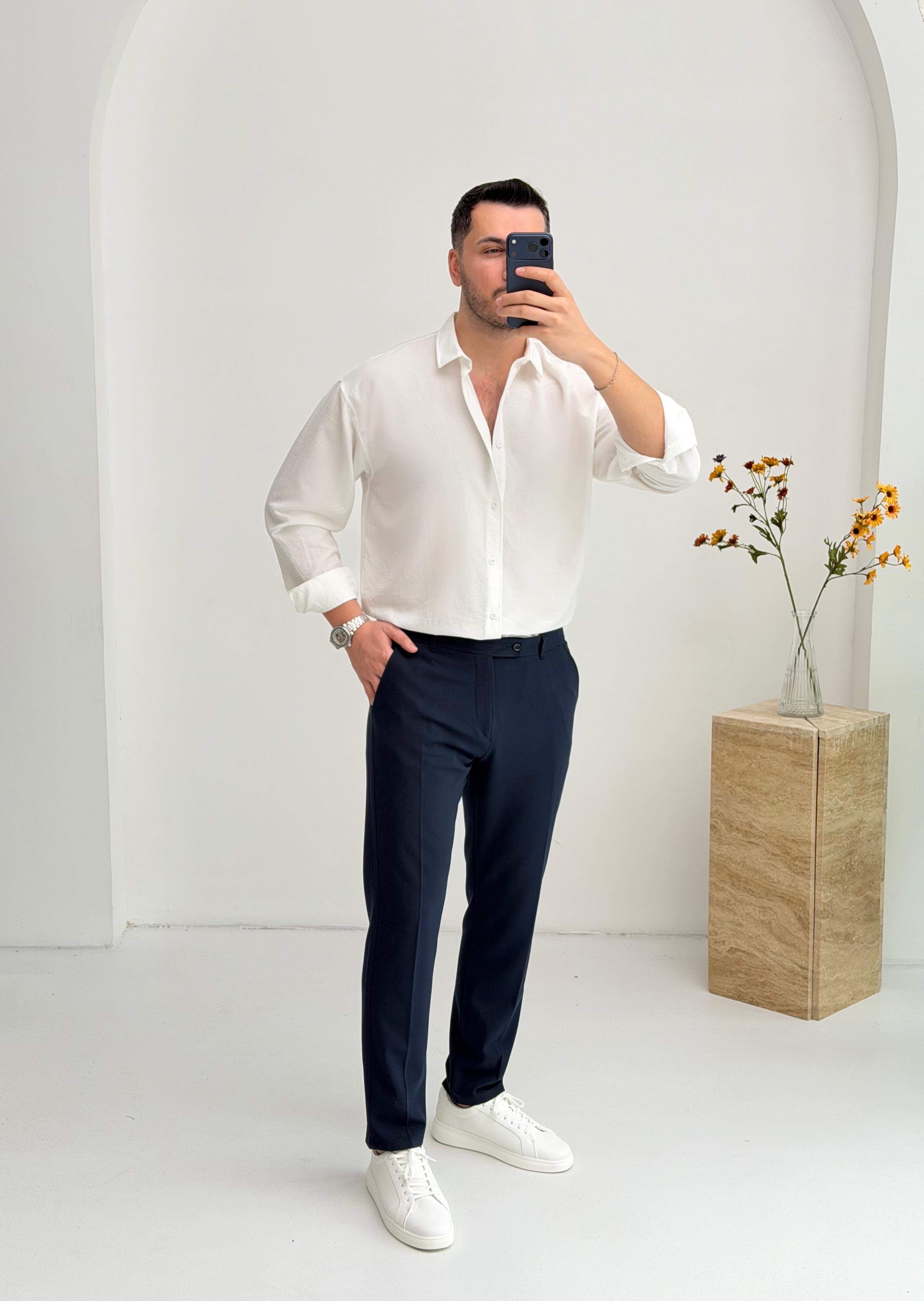 Moses Tensel Beyaz Oversize Gömlek