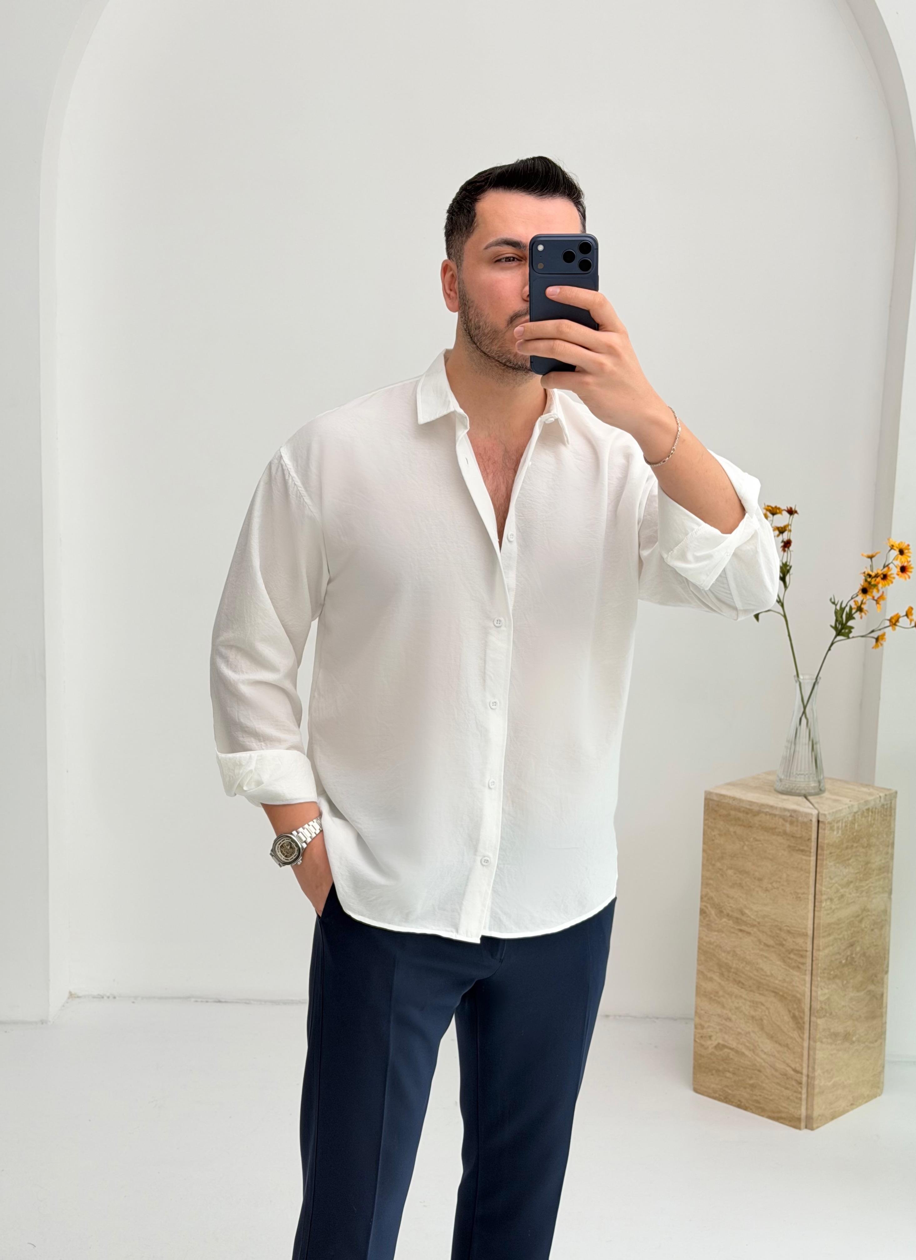 Moses Tensel Beyaz Oversize Gömlek