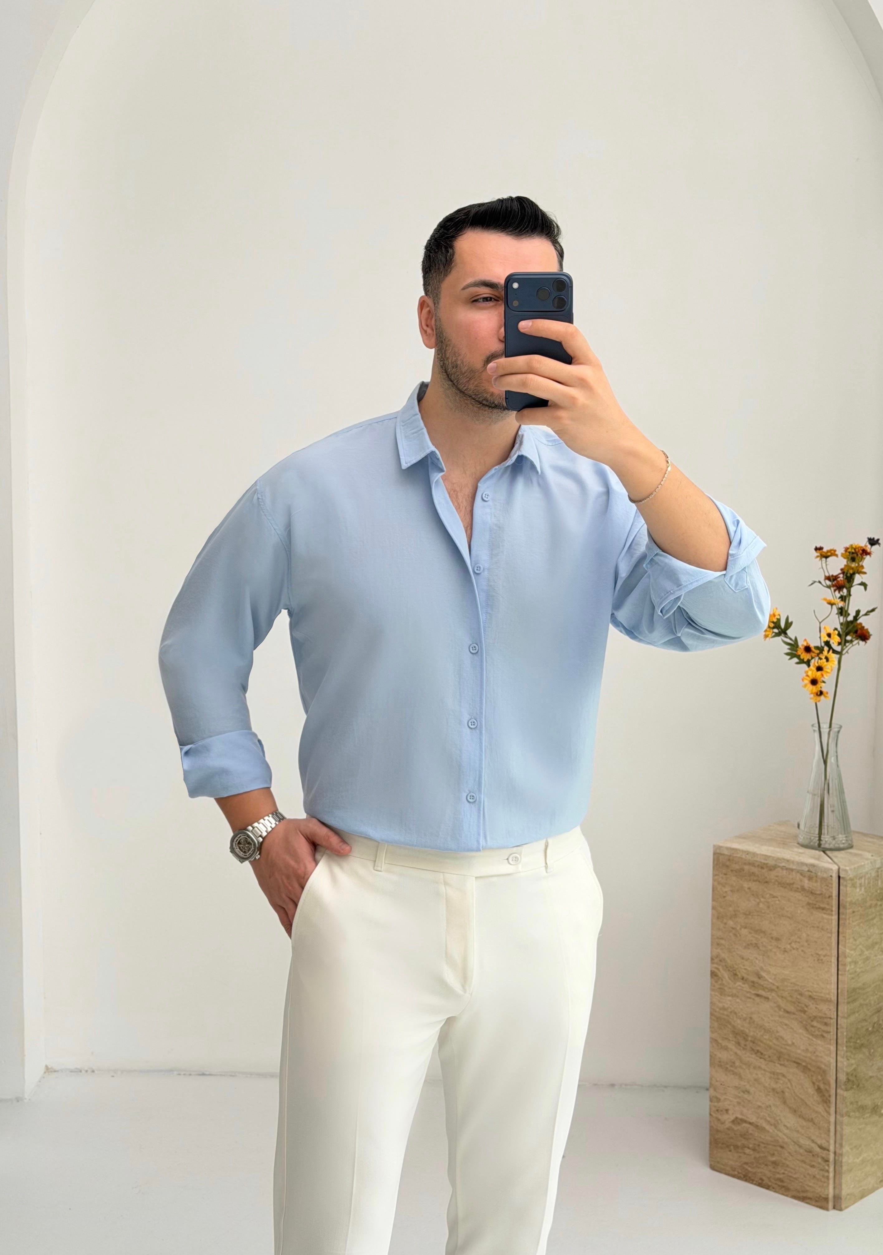 Moses Tensel Mavi Oversize Gömlek