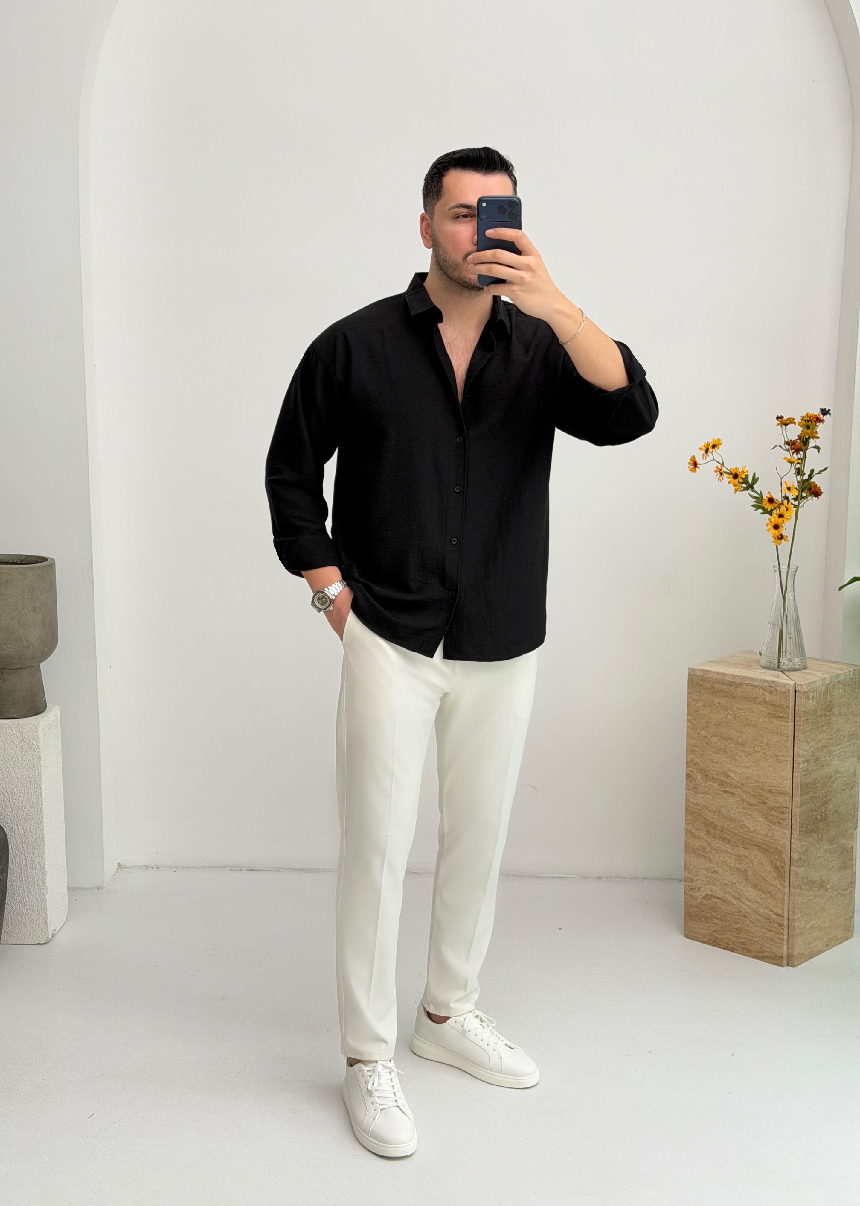 Moses Tensel Siyah Oversize Gömlek