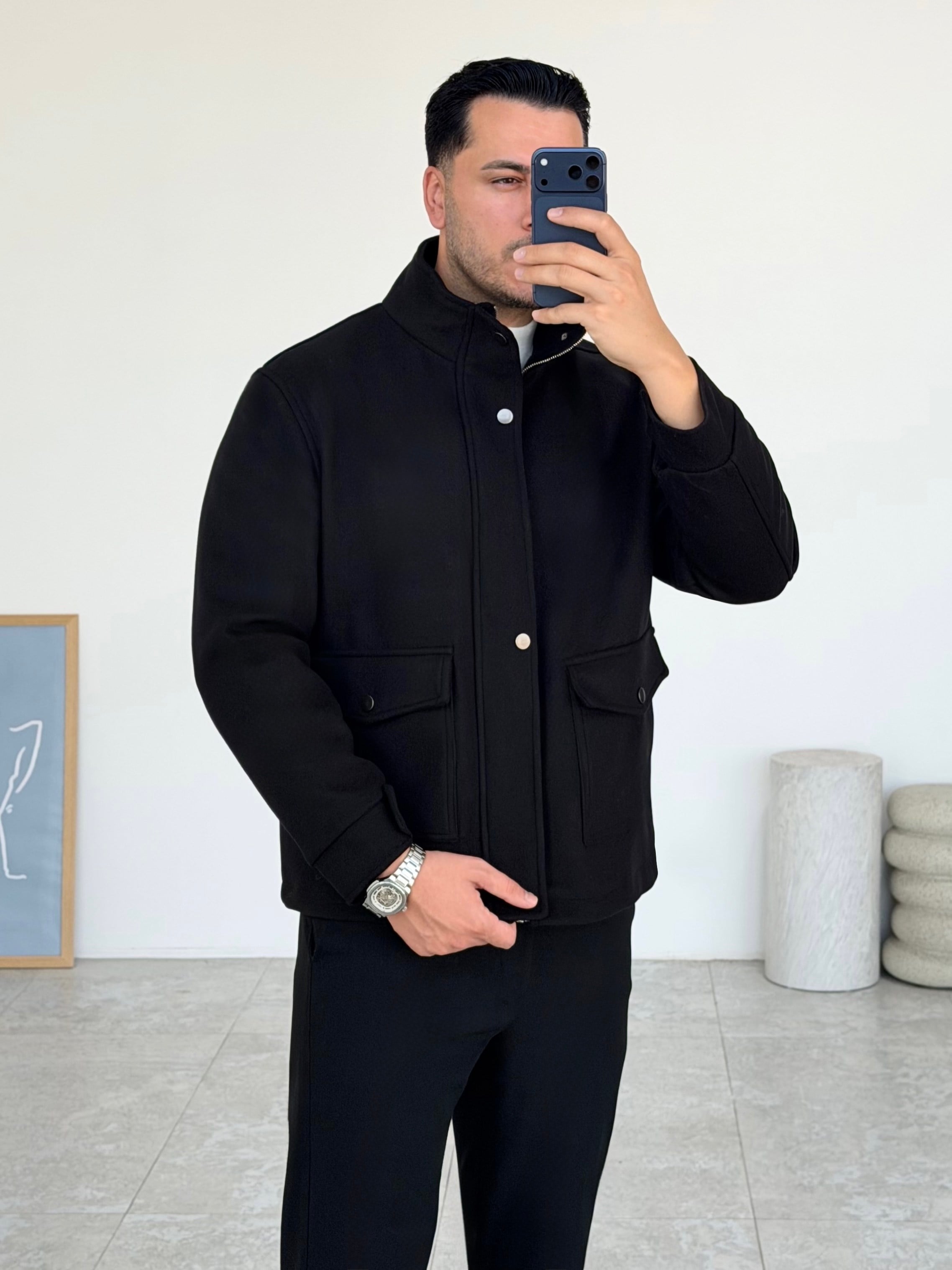 Nordic Siyah Kaşe Ceket