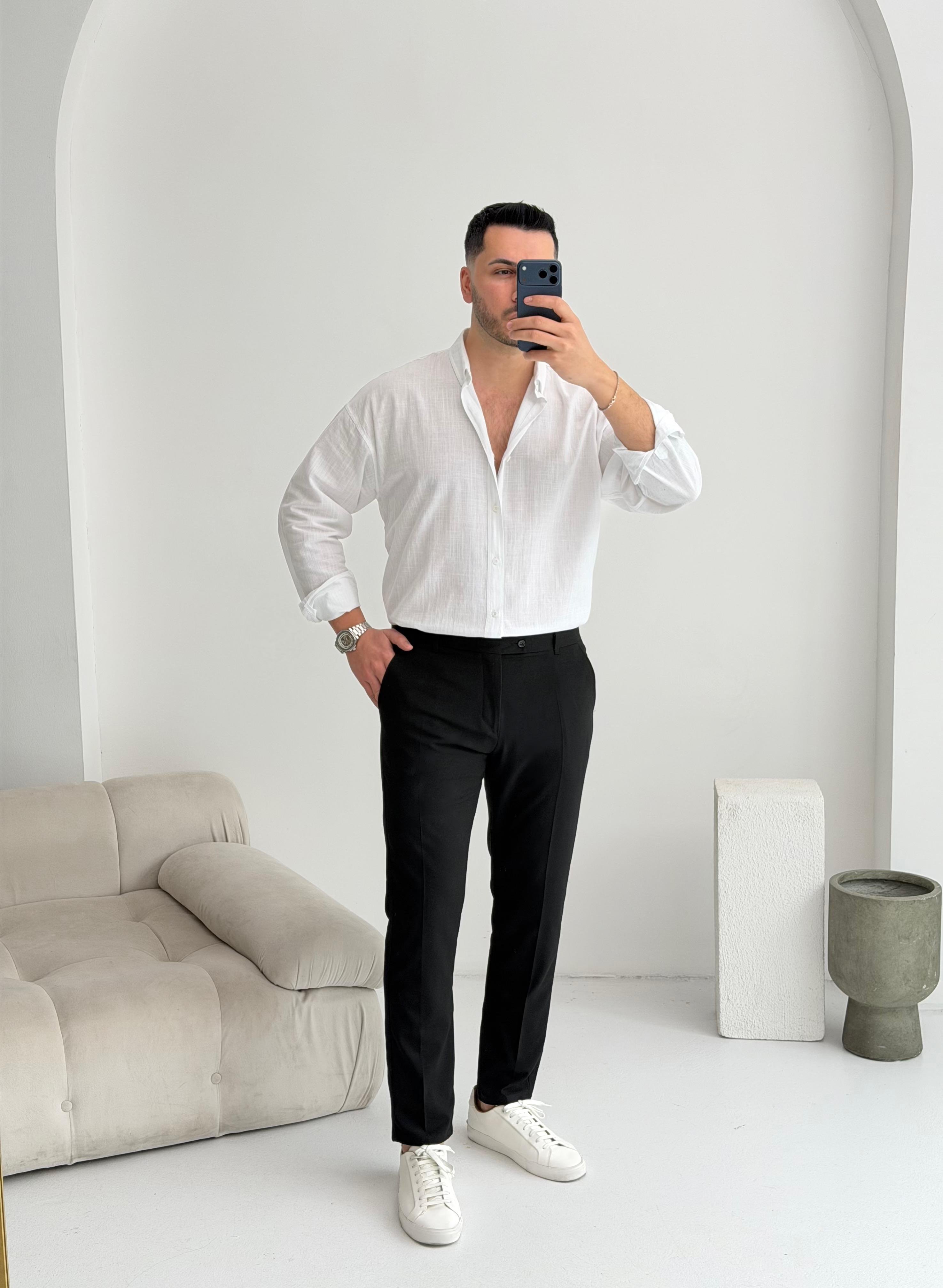 Orjinal Fresh Keten Beyaz Oversize Gömlek 