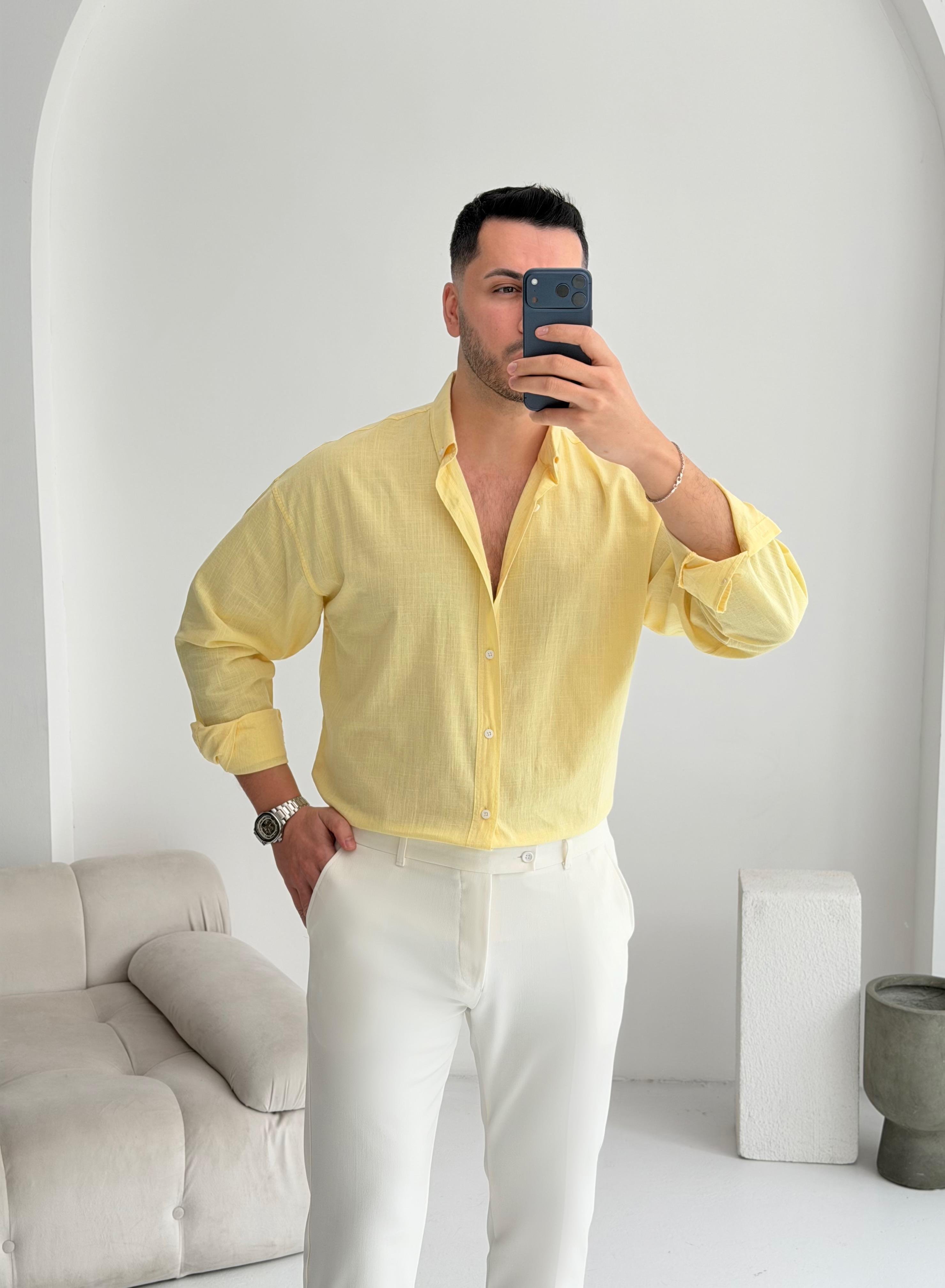 Orjinal Fresh Keten Limon Oversize Gömlek