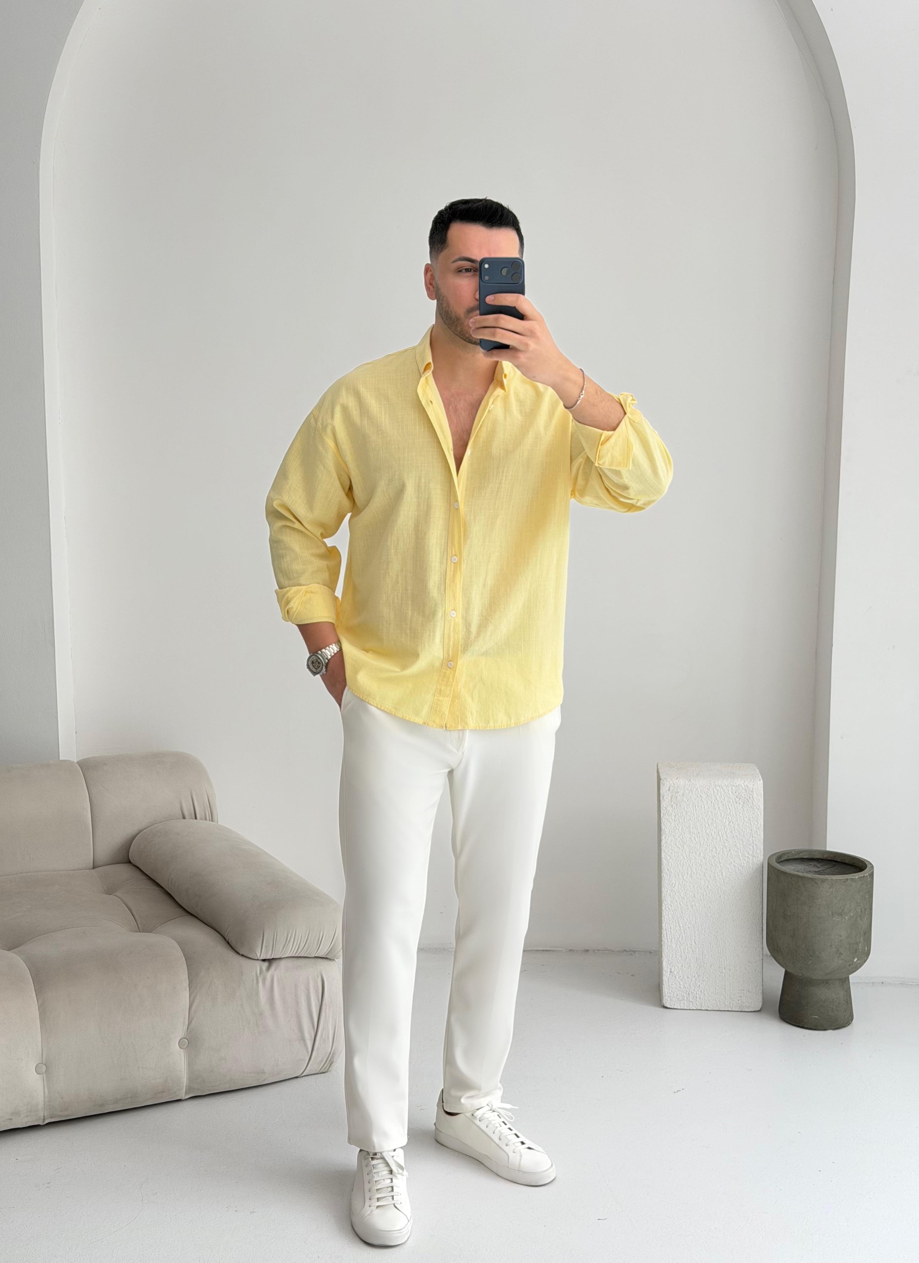 Orjinal Fresh Keten Limon Oversize Gömlek