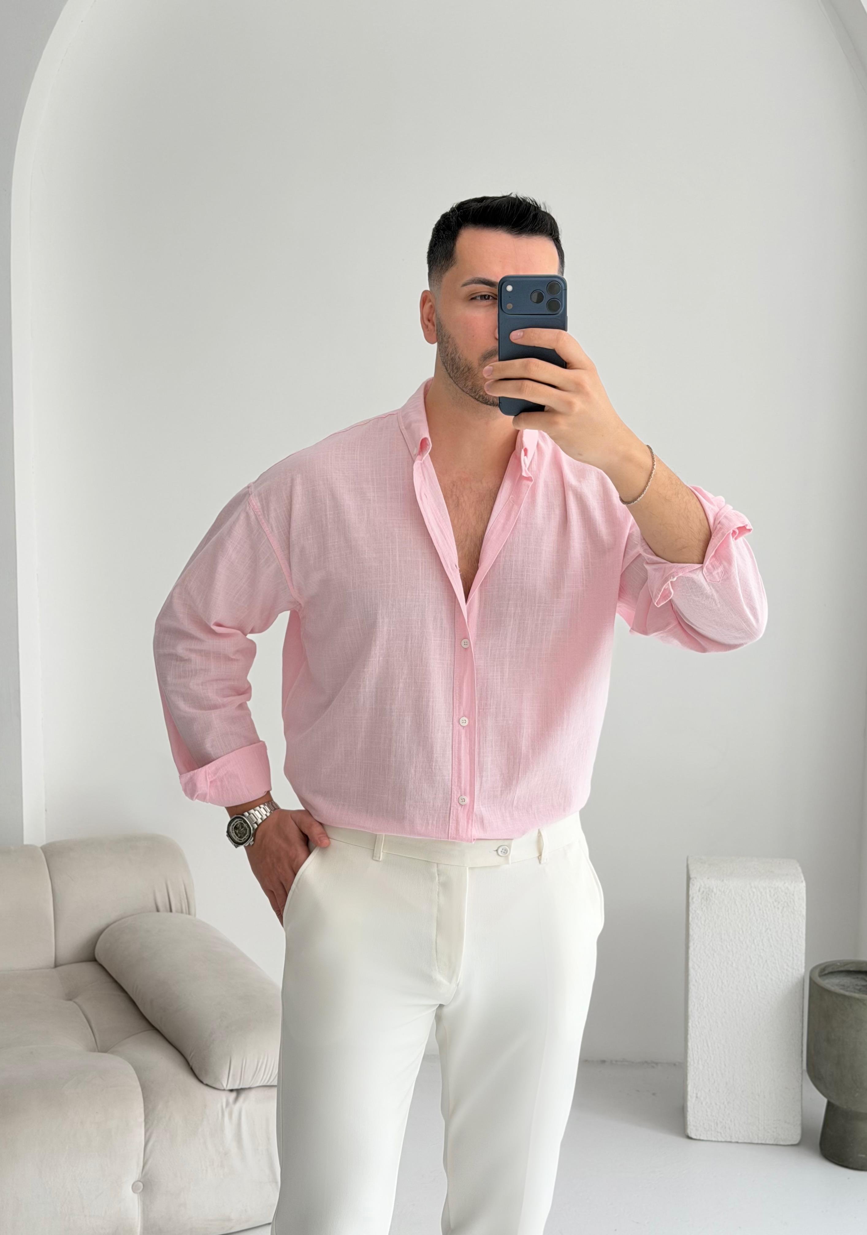 Orjinal Fresh Keten Pudra Oversize Gömlek 