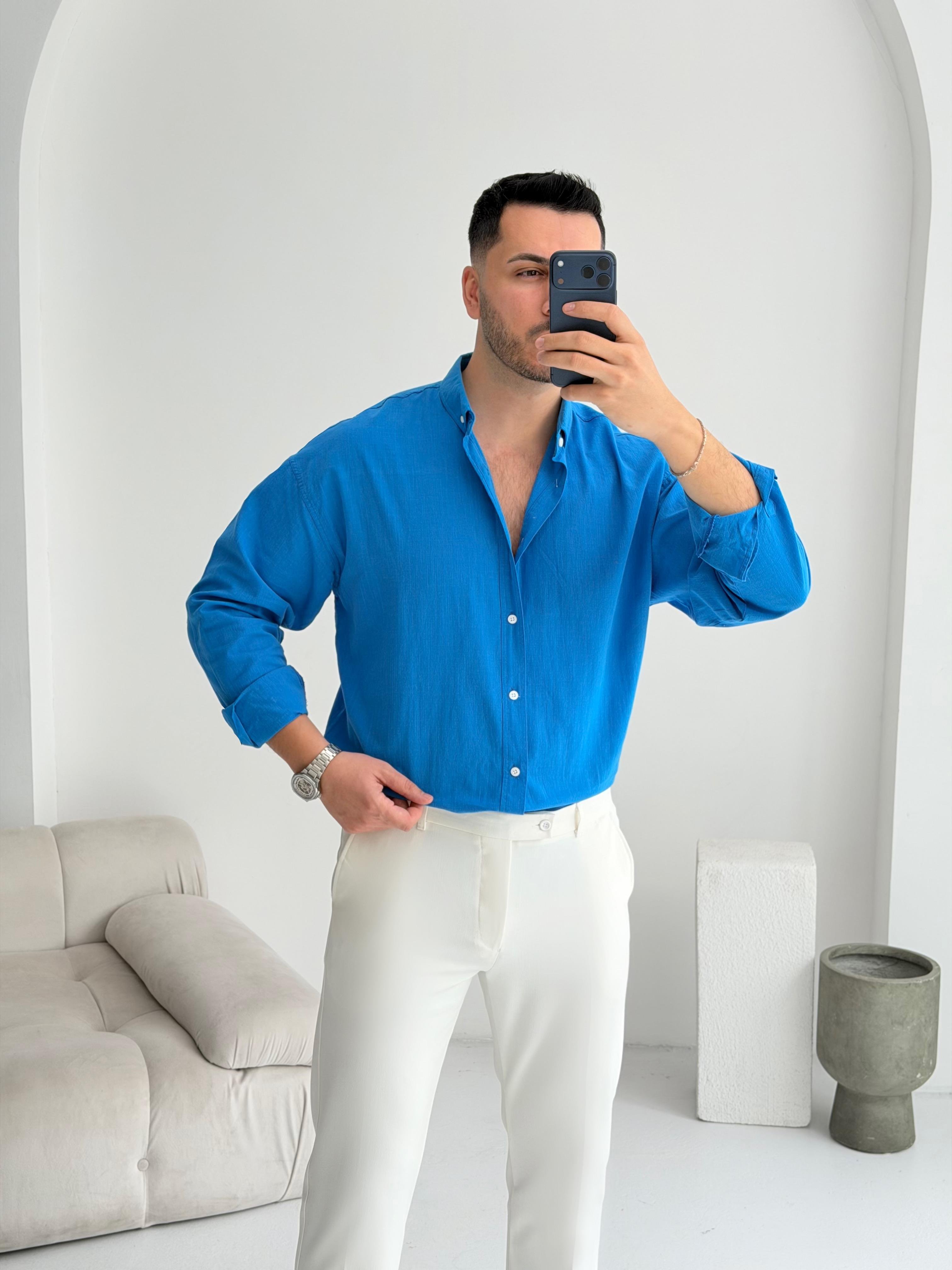 Orjinal Fresh Keten Saks Oversize Gömlek