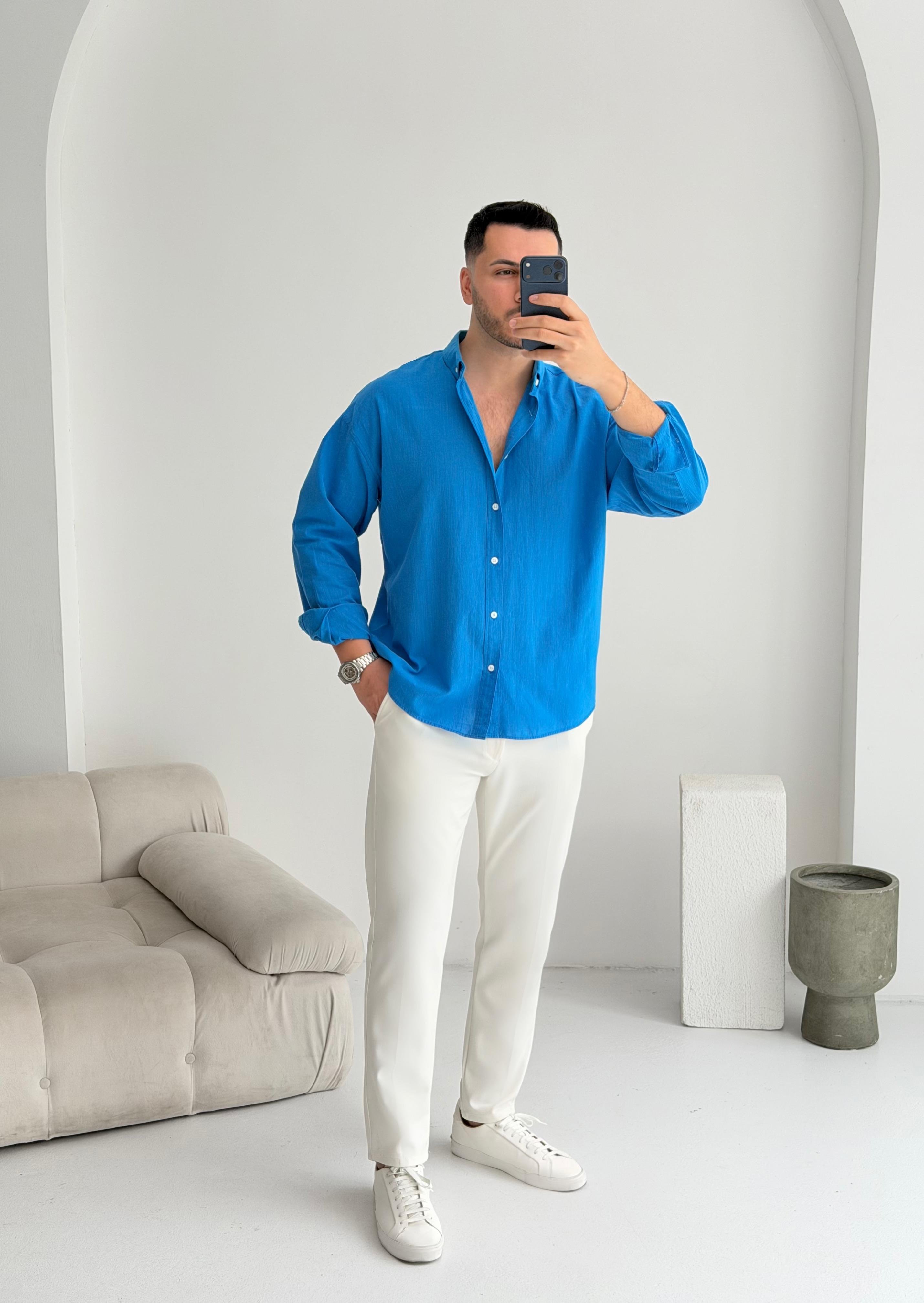 Orjinal Fresh Keten Saks Oversize Gömlek