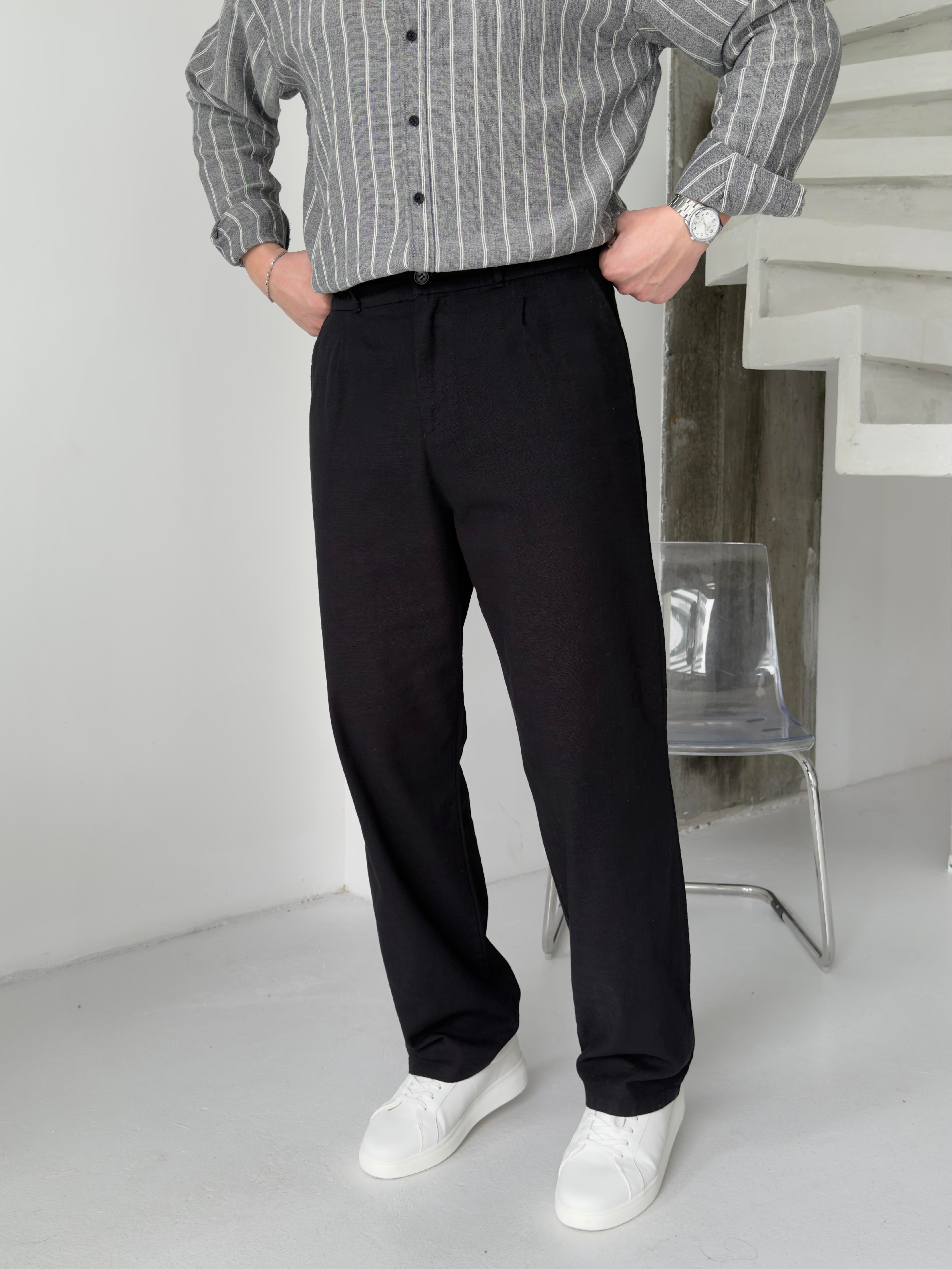 Orjinal Keten Siyah Baggy Pantolon