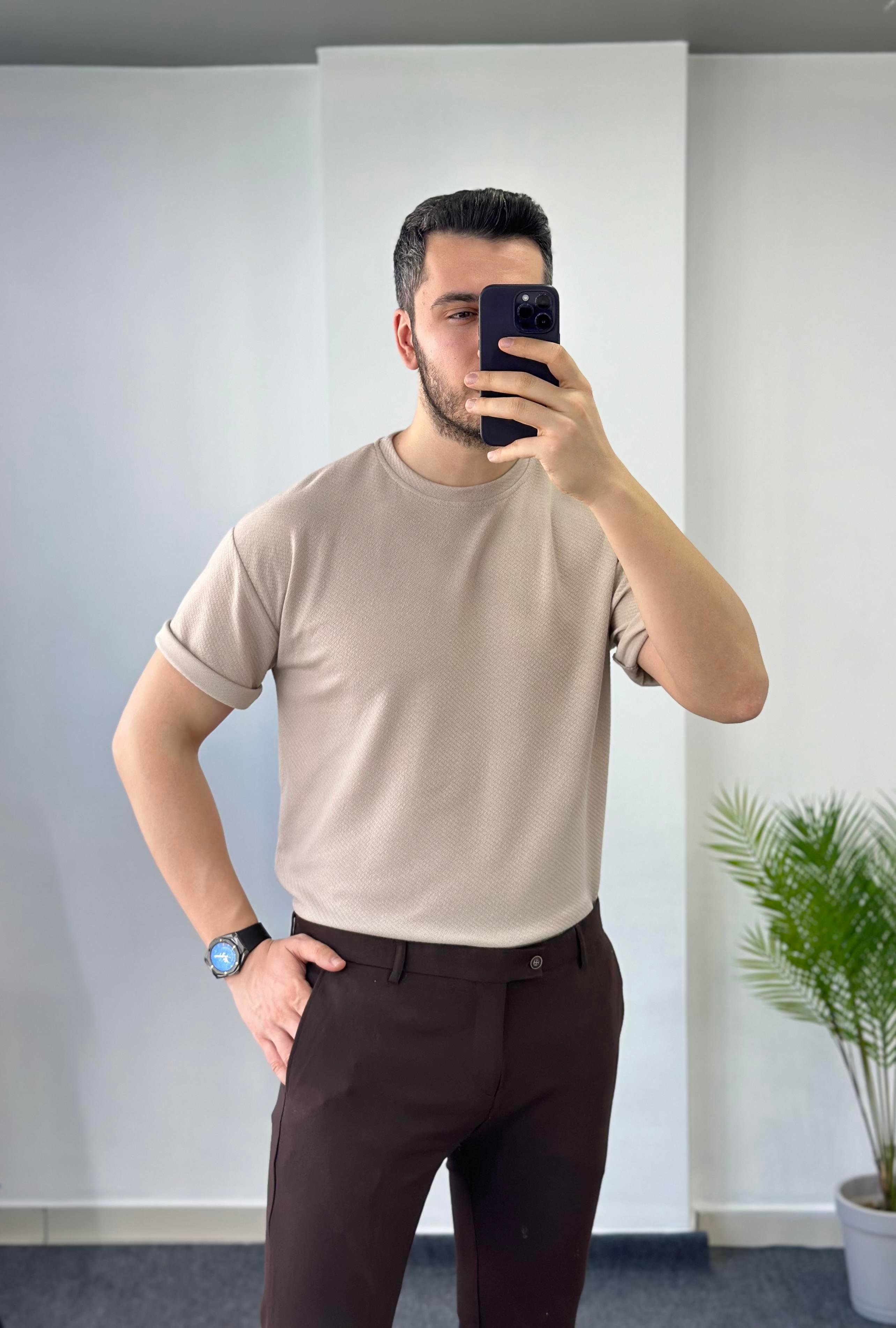 Örme Bej Tişört 