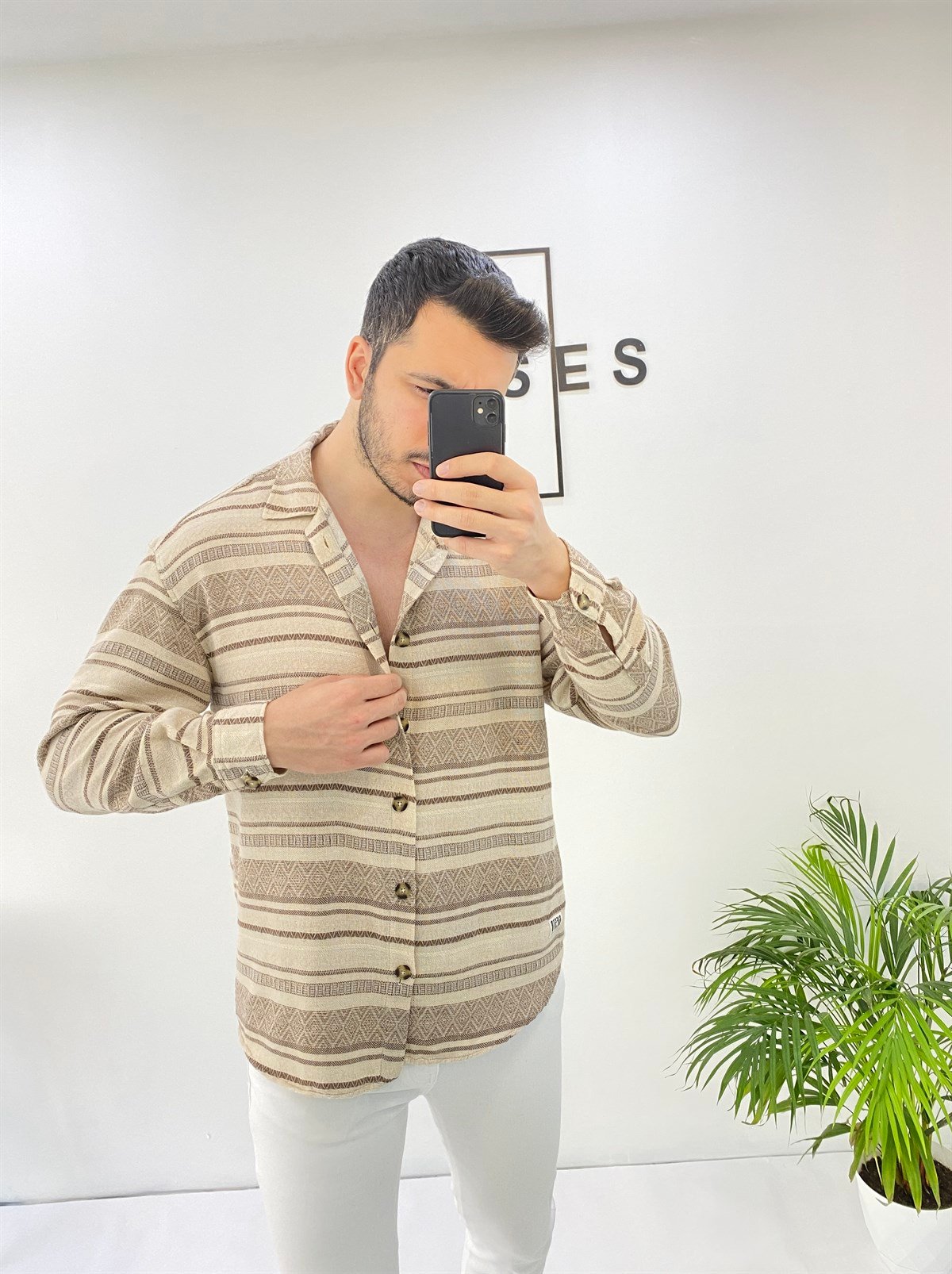 Örme Keten Oversize Gömlek