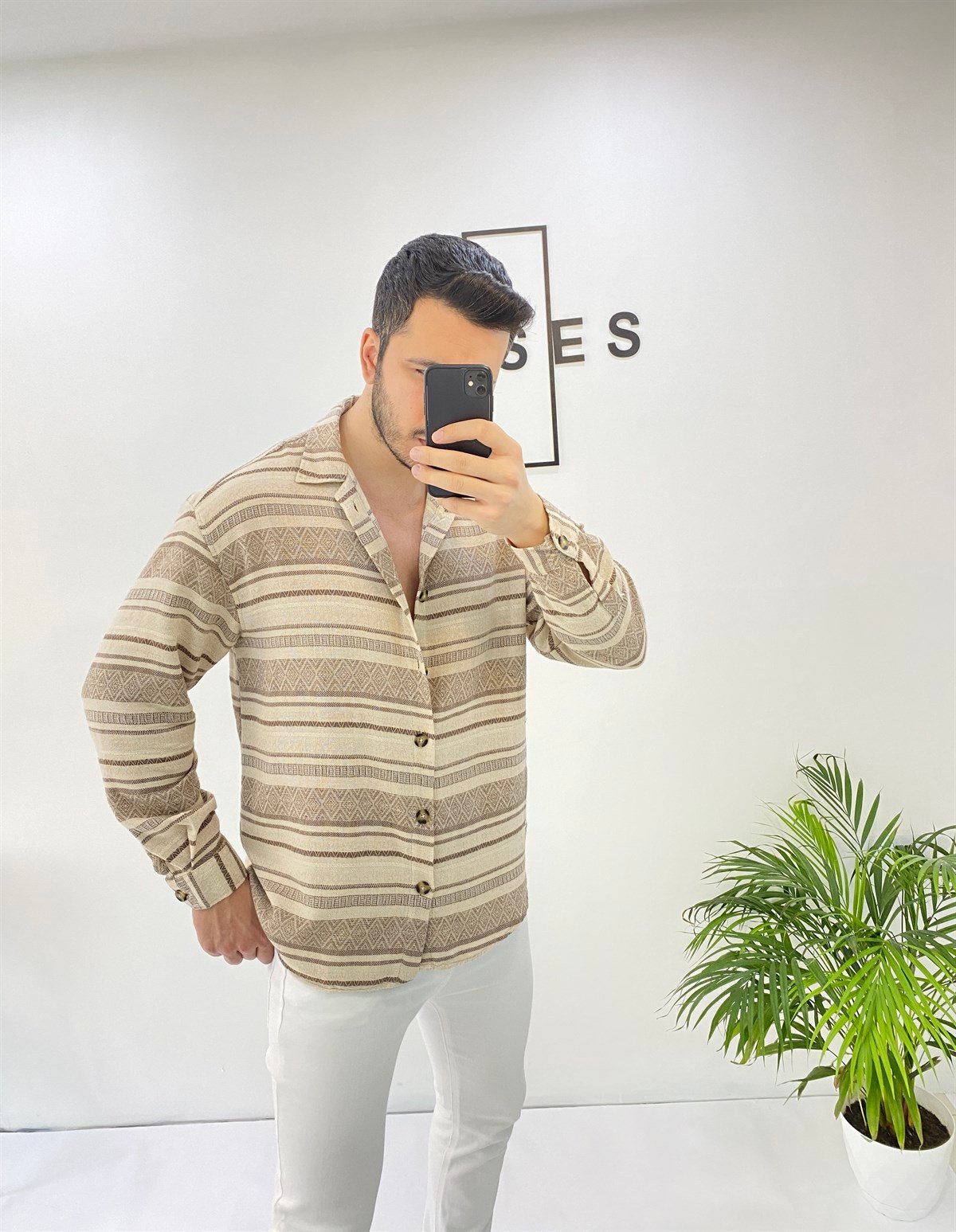 Örme Keten Oversize Gömlek