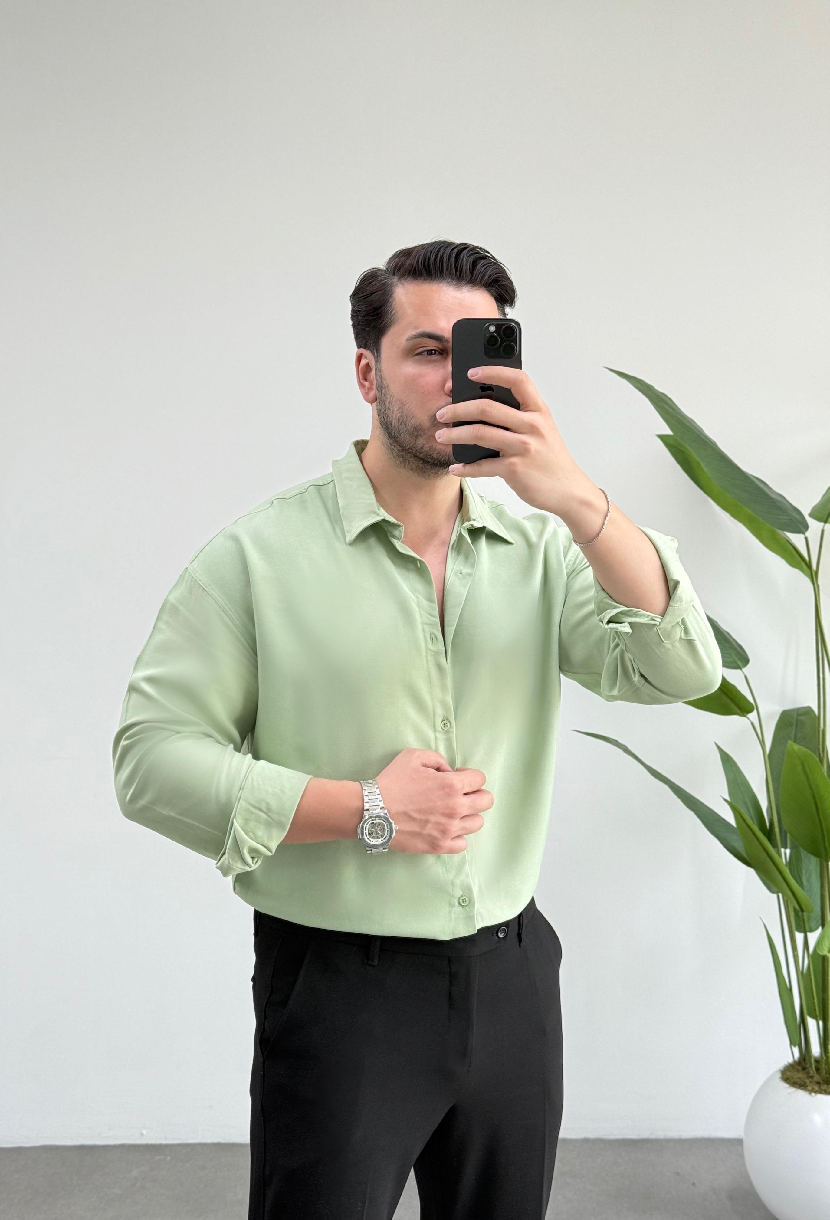 Oxford Yeşil Oversize Gömlek 
