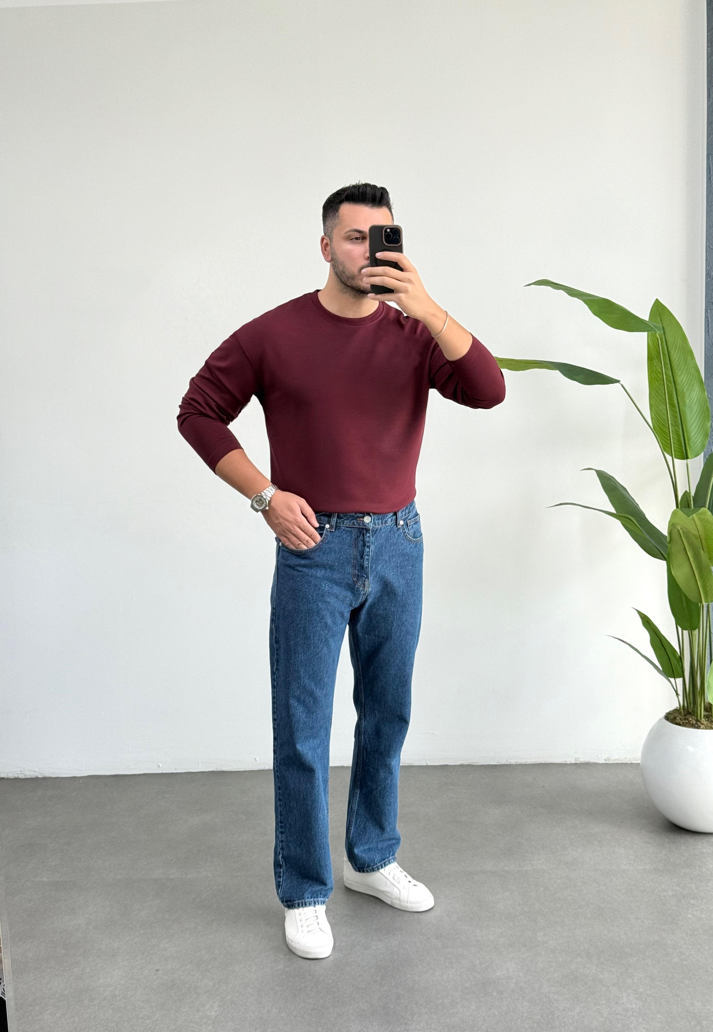 Oyhsho Bisiklet Yaka Bordo Sweat
