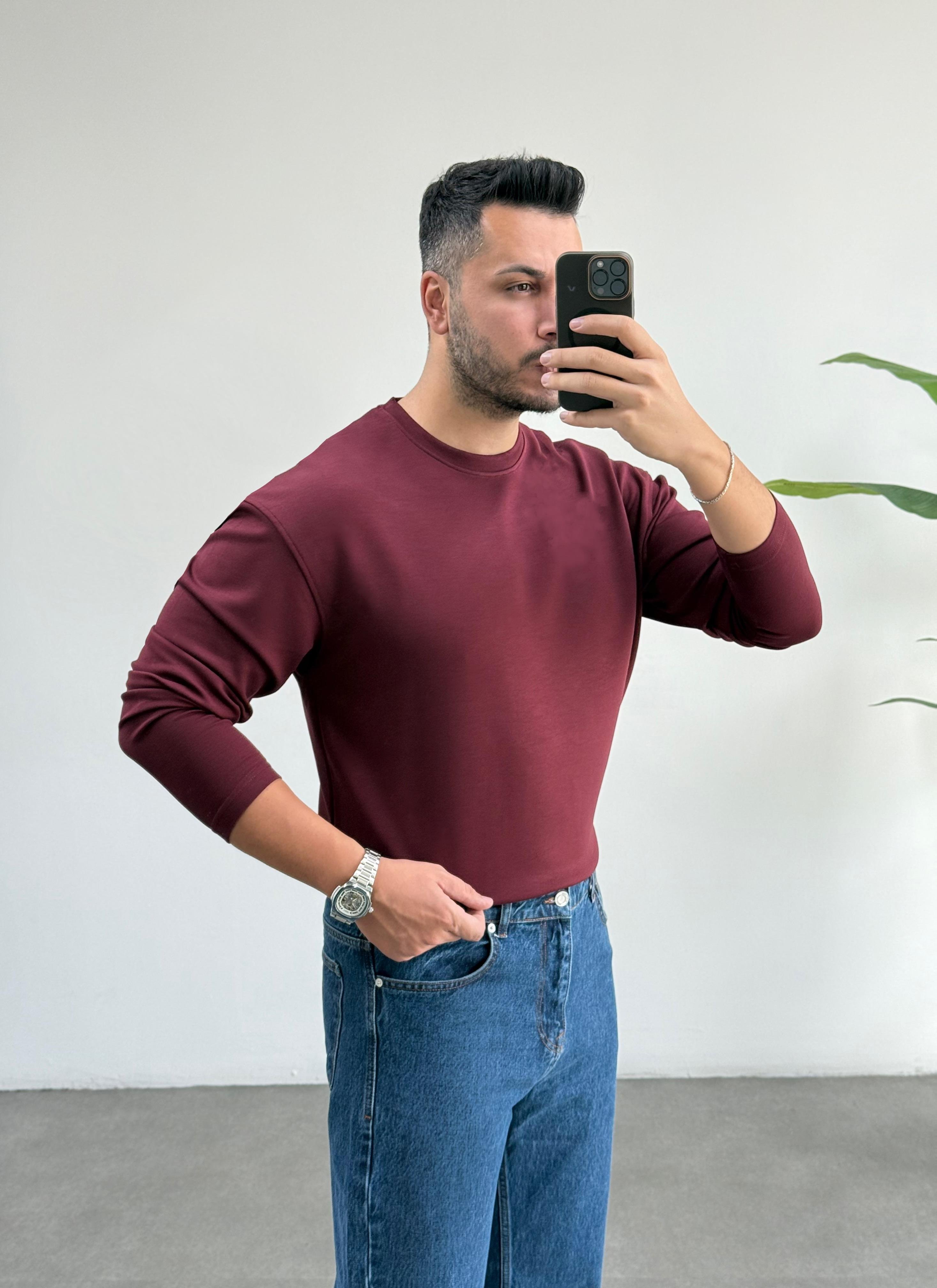 Oyhsho Bisiklet Yaka Bordo Sweat