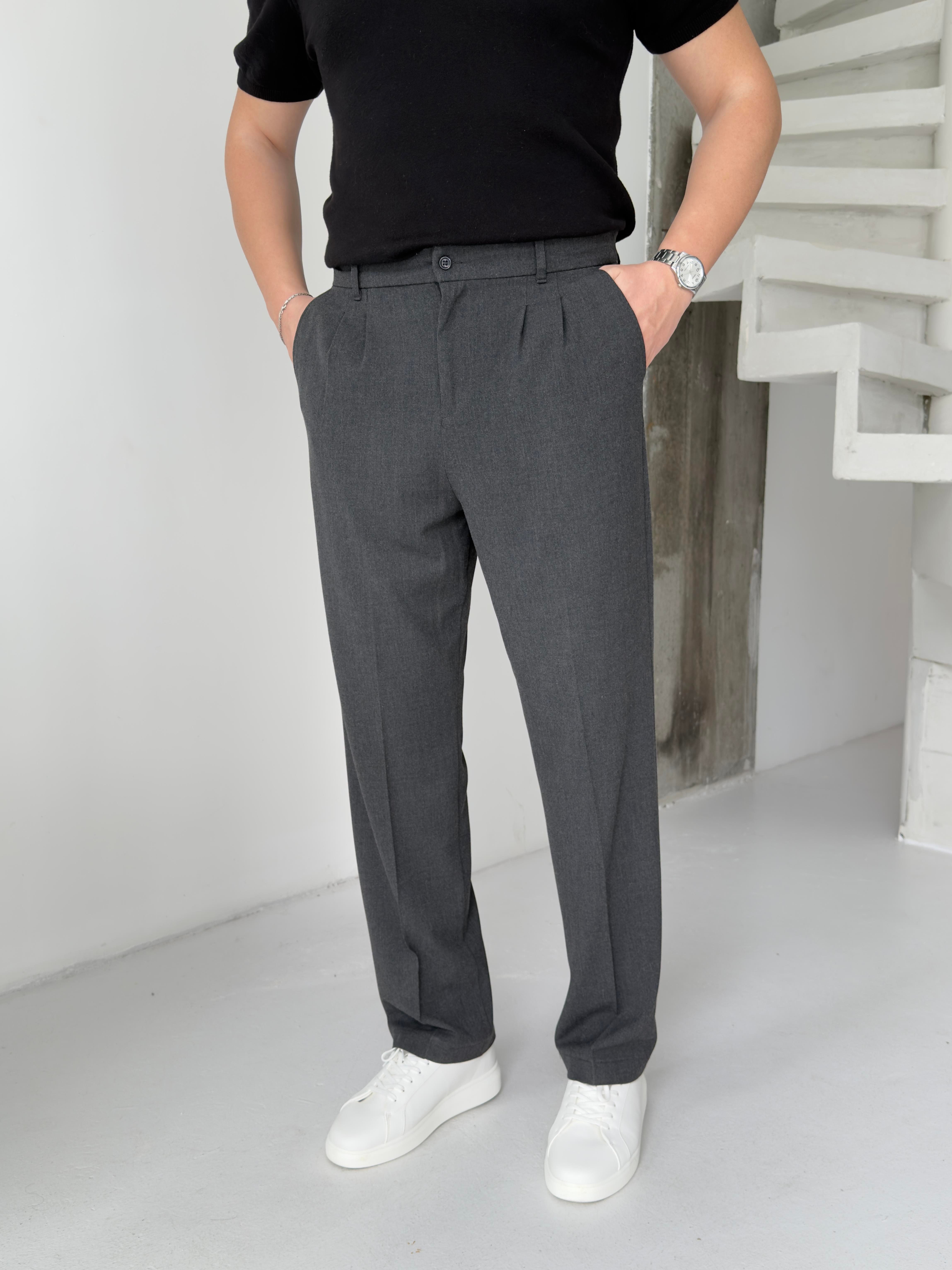 Pileli Antrasit Baggy Pantolon