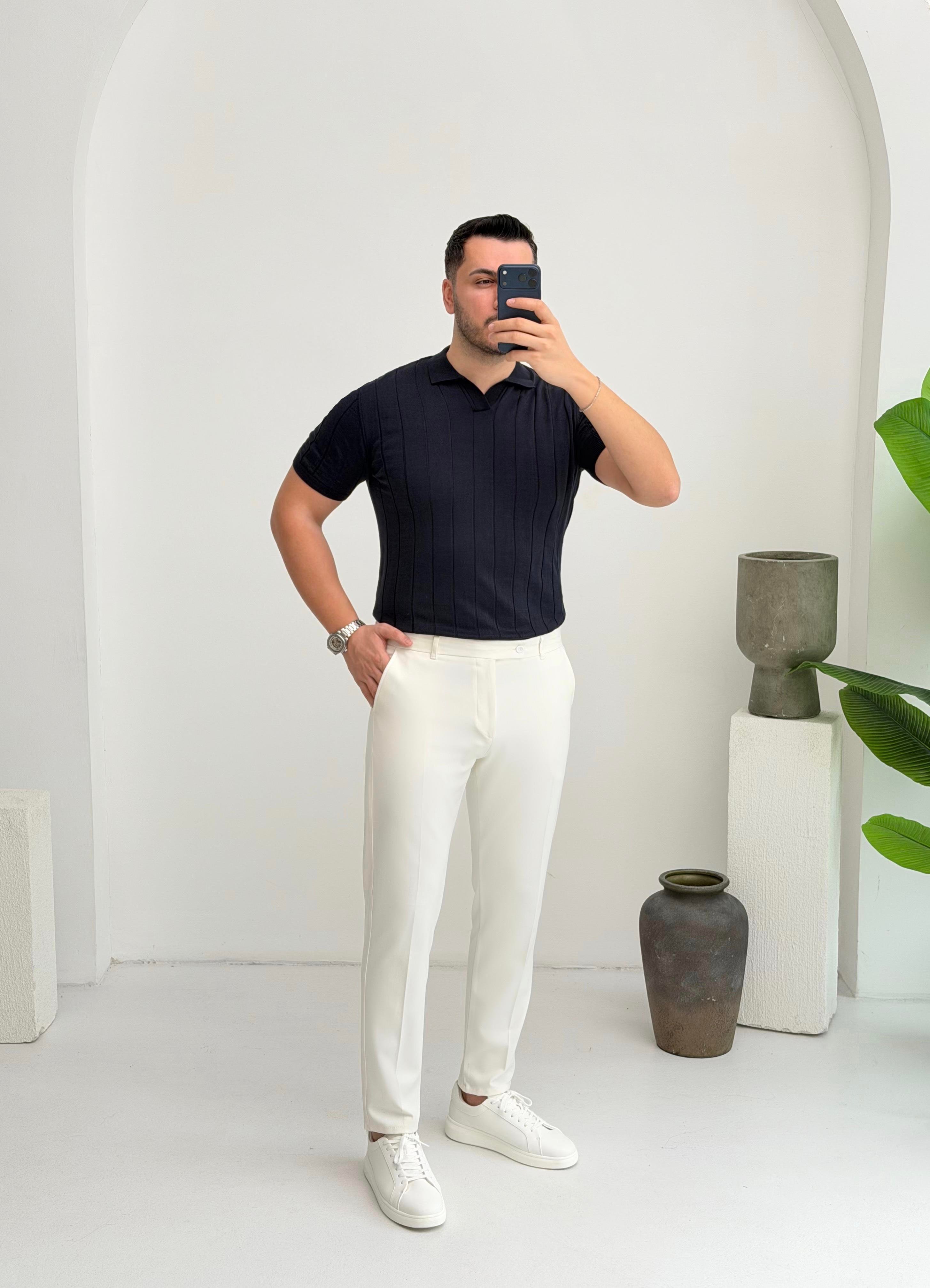 Polo Yaka Lacivert Örme Tişört