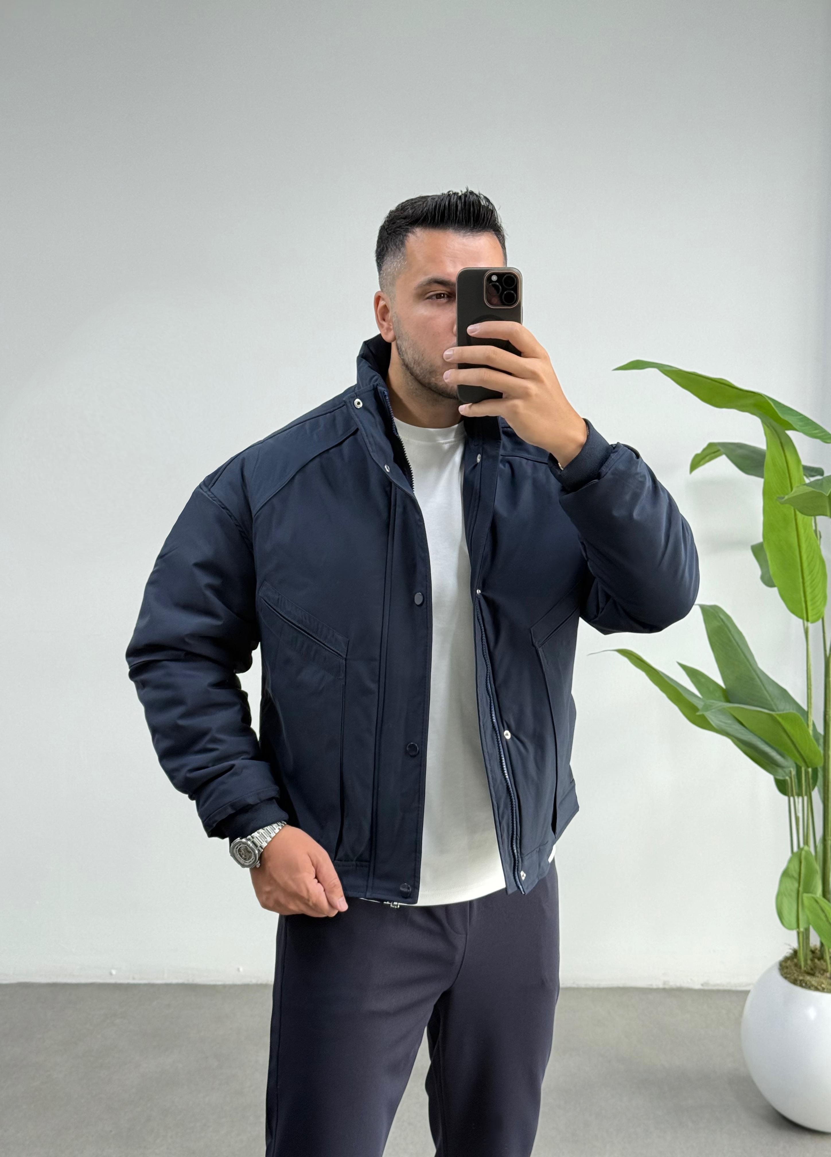 Premium İçi Kapitoneli Oversize Lacivert Mont